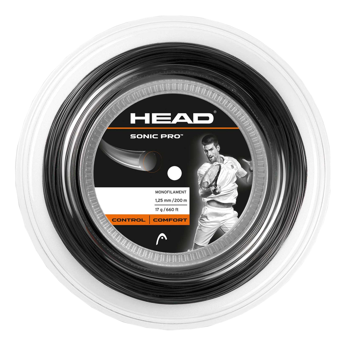 HEAD Sonic Pro Strenge,Rulle 200m-Sort HEAD Sonic Pro Strenge,Rulle 200m-Sort