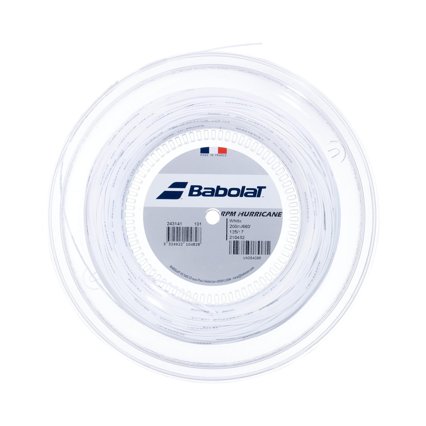 Babolat RPM Hurricane Strenge,Rulle 200m-Hvid Babolat RPM Hurricane Strenge,Rulle 200m-Hvid