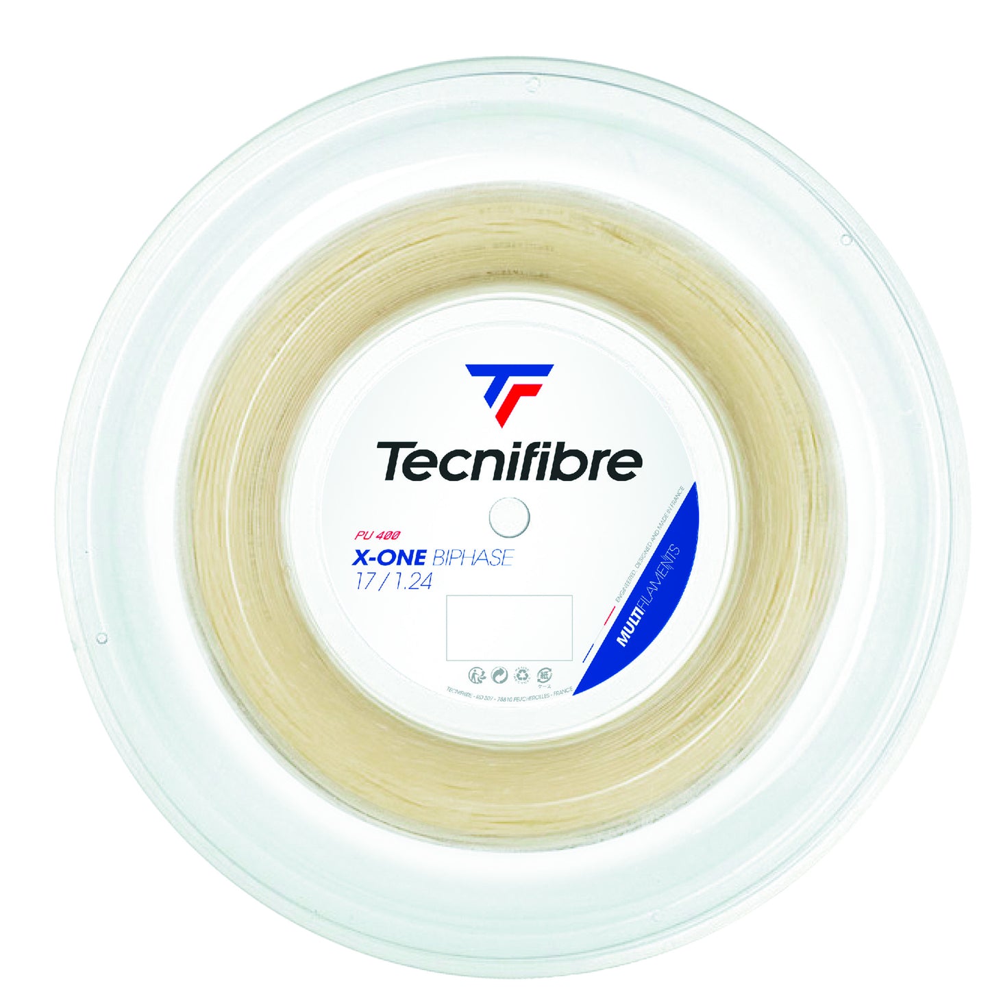 Tecnifibre X-One Biphase 200m Strenge,Rulle-Naturfarvet Tecnifibre X-One Biphase 200m Strenge,Rulle-Naturfarvet