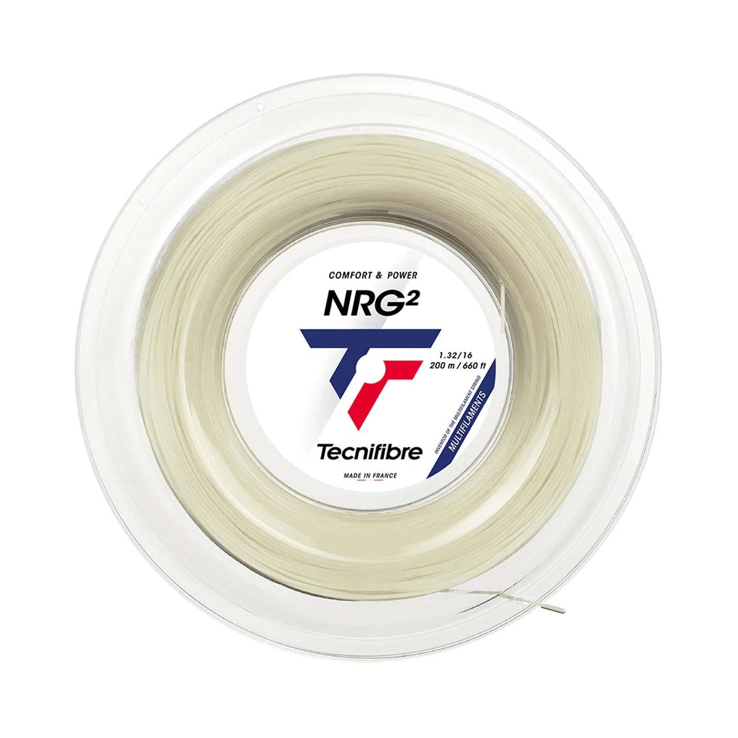 Tecnifibre NRG² 200m Strenge,Rulle-Naturfarvet Tecnifibre NRG² 200m Strenge,Rulle-Naturfarvet