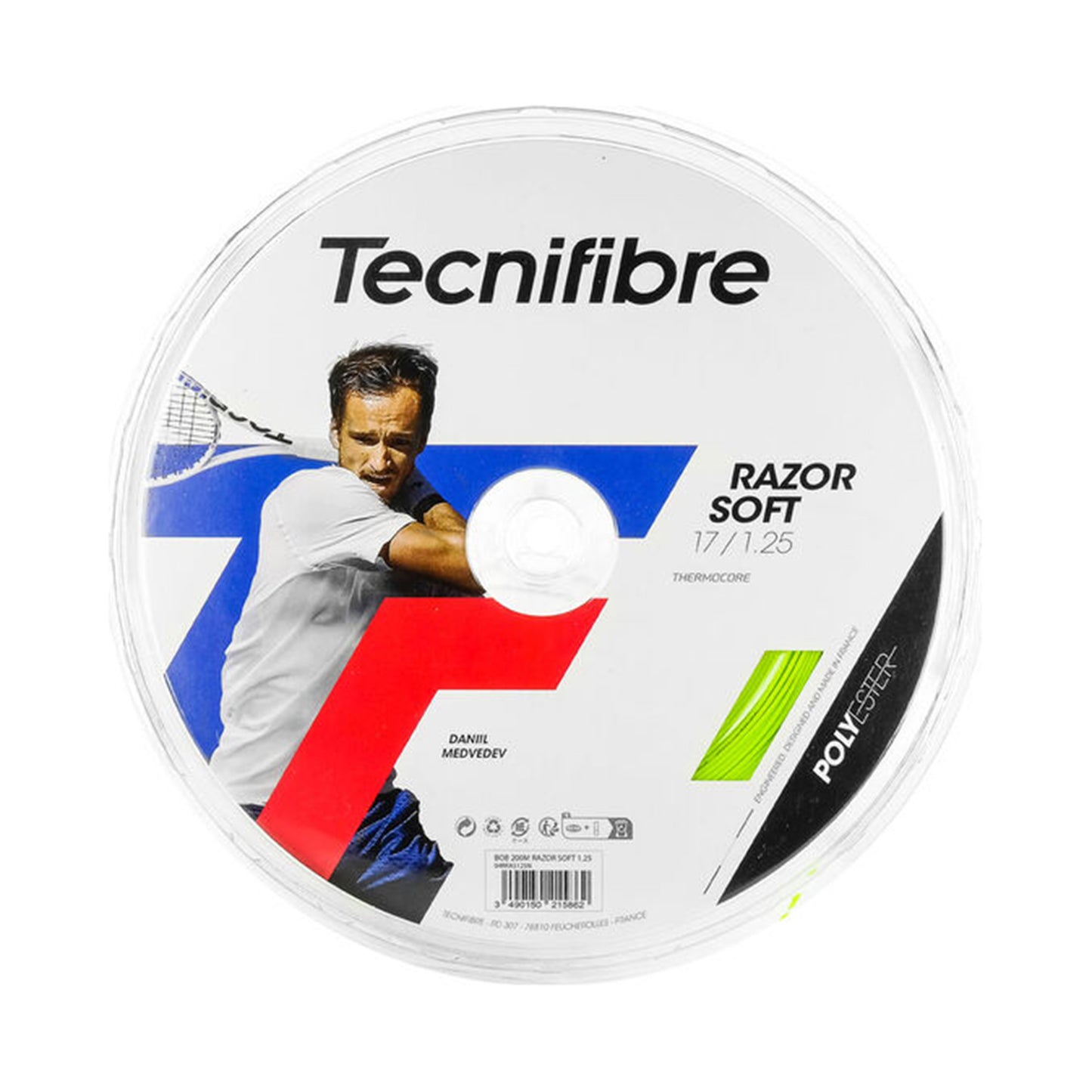 Tecnifibre Razor Soft 200m Strenge,Rulle-Lime Tecnifibre Razor Soft 200m Strenge,Rulle-Lime