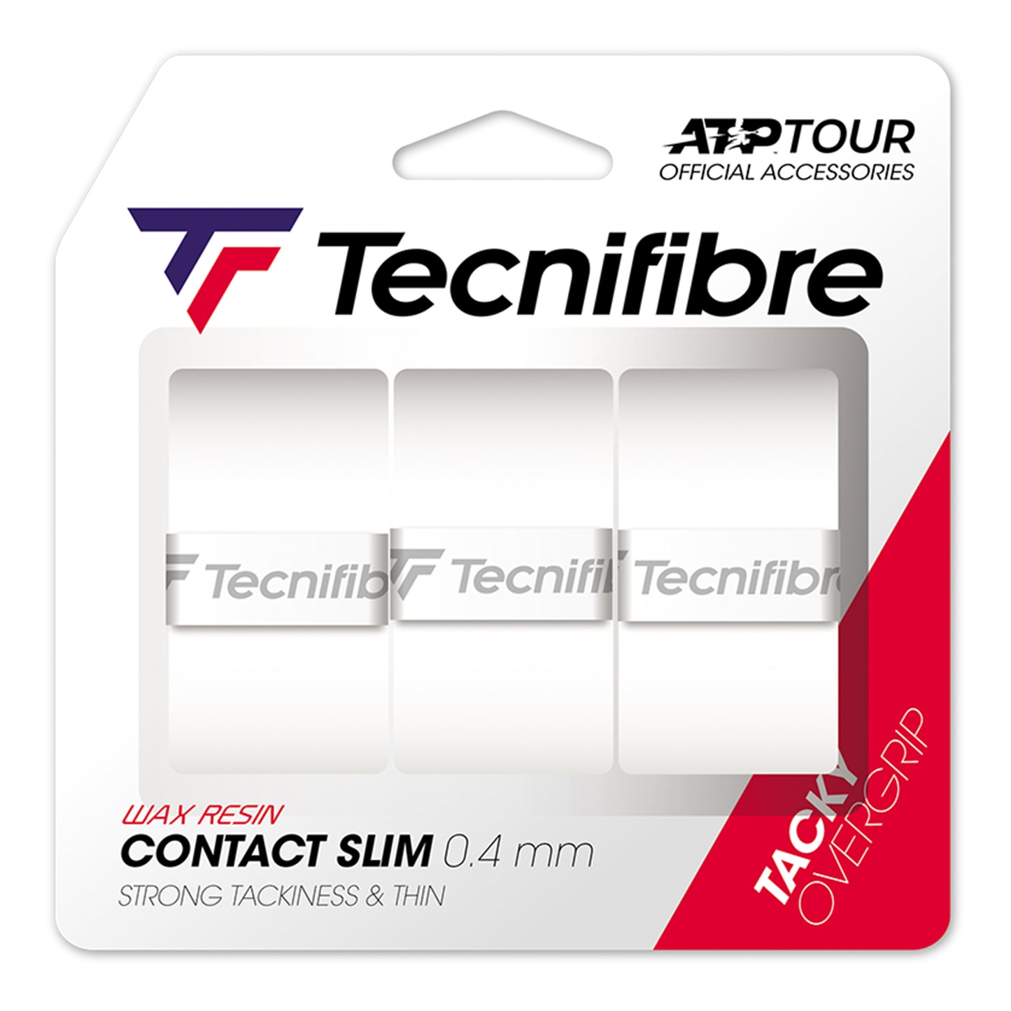 Tecnifibre Contact Slim 3er Pakke Med 3-Hvid Tecnifibre Contact Slim 3er Pakke Med 3-Hvid