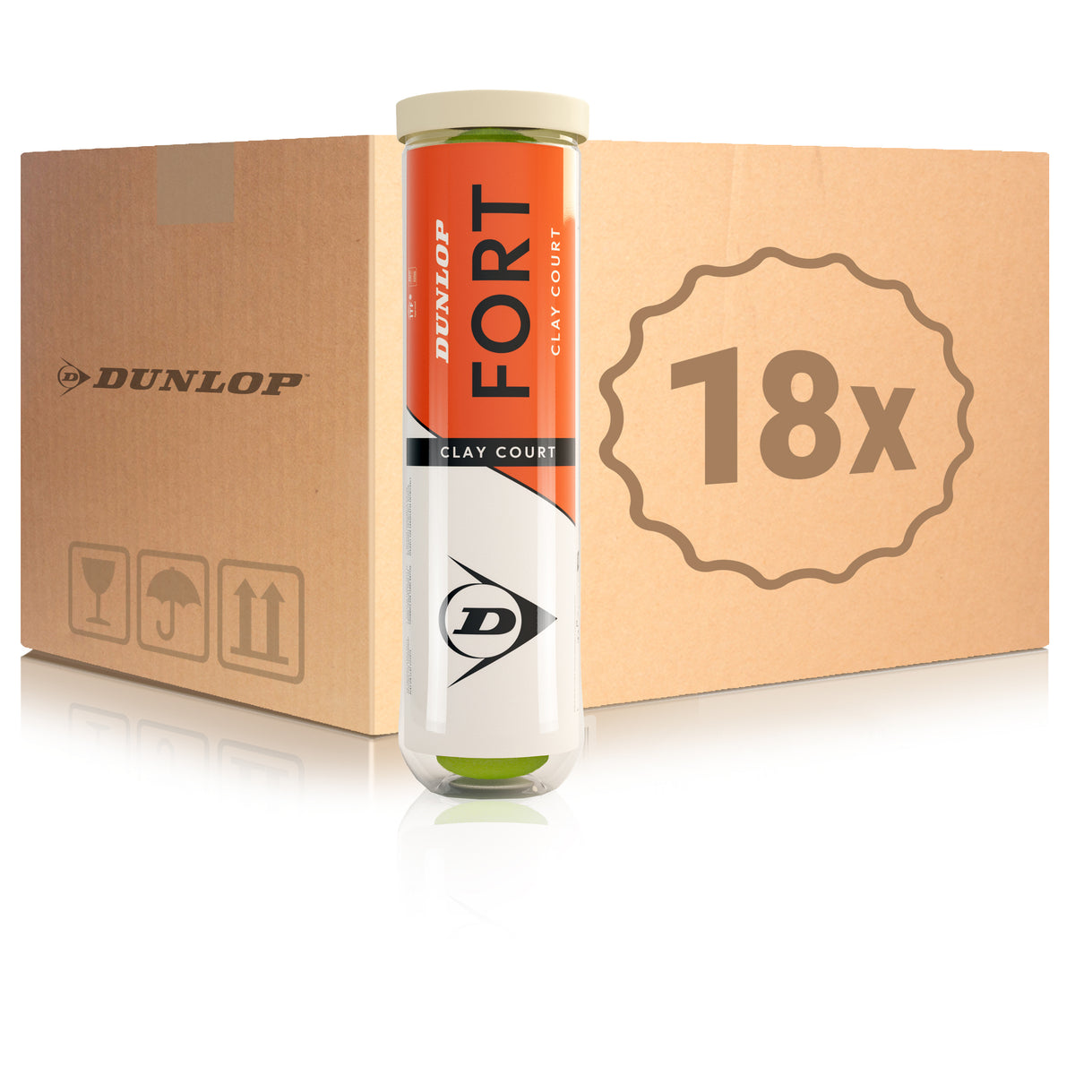 Dunlop 18x dåse med 4 Fort Clay Court Dunlop 18x dåse med 4 Fort Clay Court