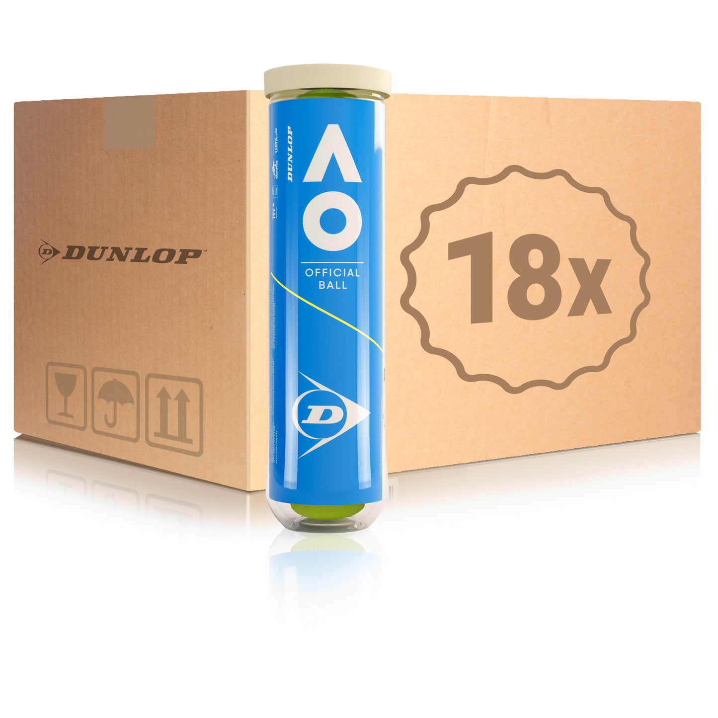 Dunlop 18x dåse med 4 Australian Open Dunlop 18x dåse med 4 Australian Open