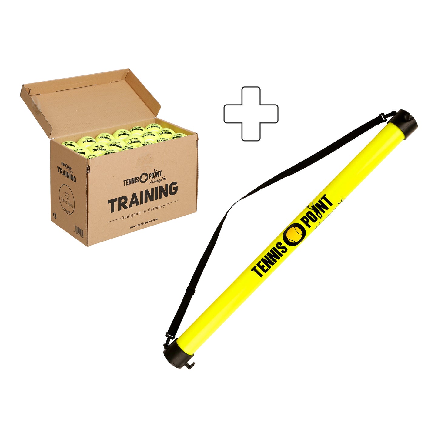 Tennis-Point Boks med 72 Training Plus boldsamlerør Tennis-Point Boks med 72 Training Plus boldsamlerør