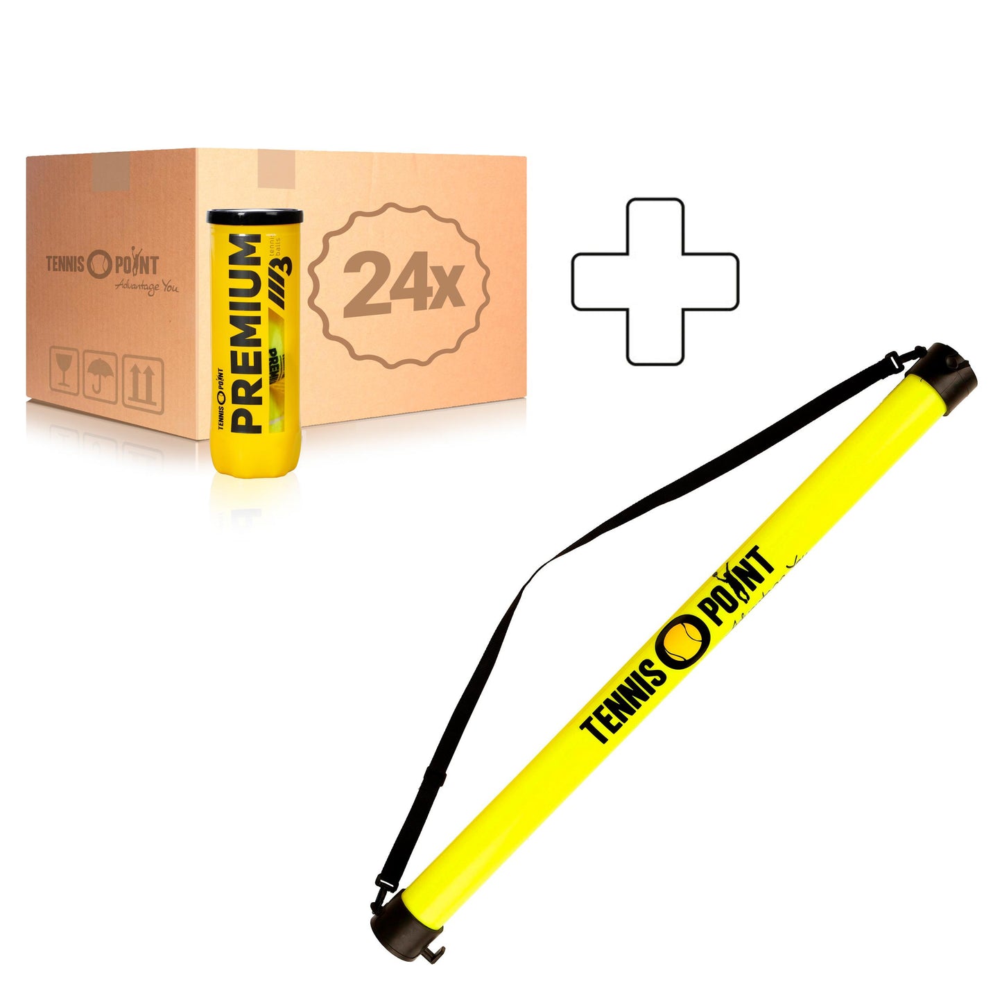 Tennis-Point 24x dåse med 3 Premium Plus boldsamlerør Tennis-Point 24x dåse med 3 Premium Plus boldsamlerør