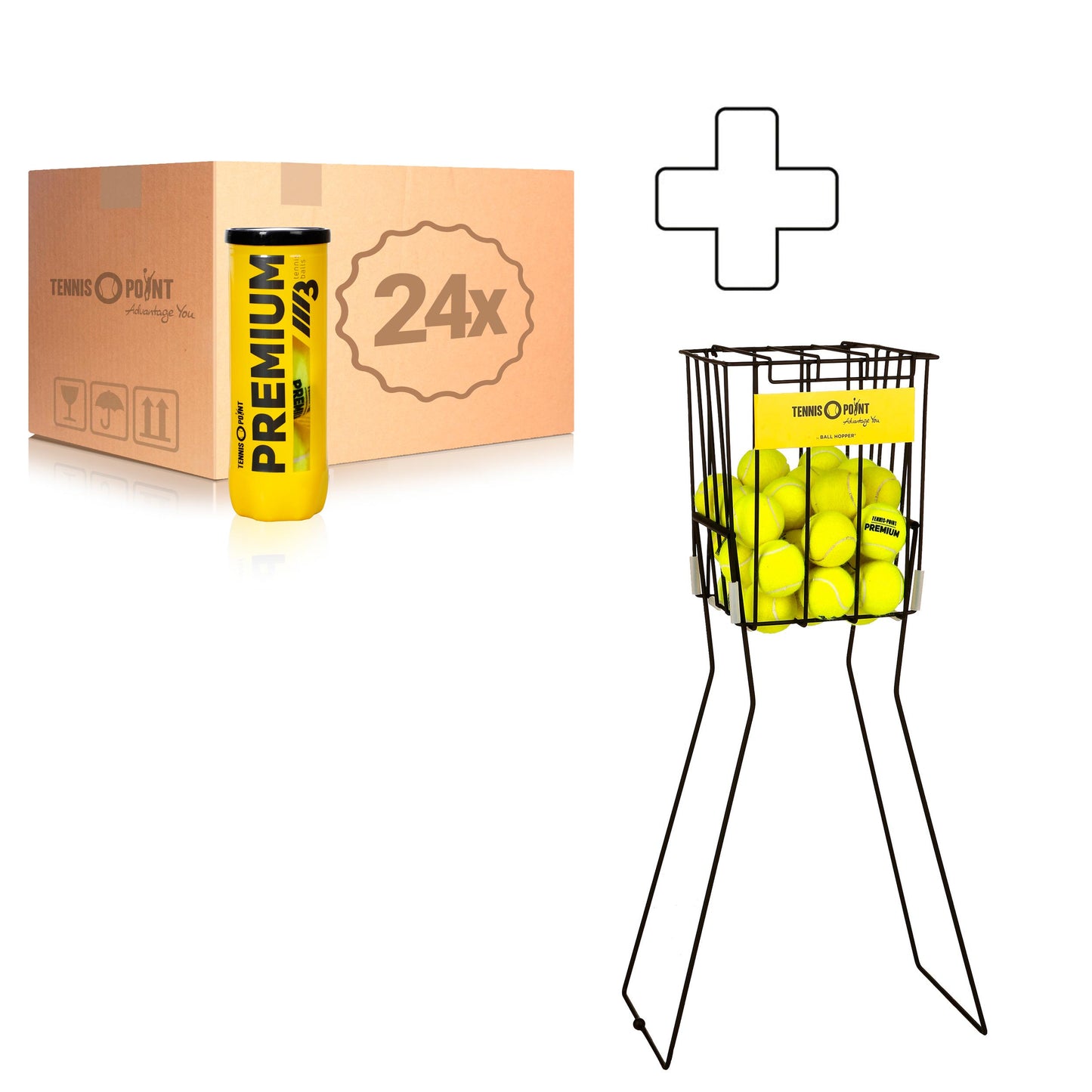 Tennis-Point 24x dåse med 3 Premium Plus boldkurv Tennis-Point 24x dåse med 3 Premium Plus boldkurv
