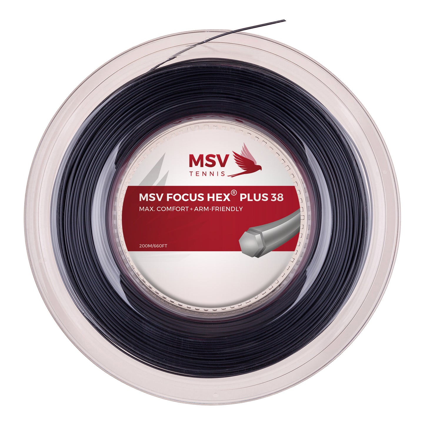 MSV Focus-HEX Plus 38 Strenge,Rulle 200m-Sort MSV Focus-HEX Plus 38 Strenge,Rulle 200m-Sort