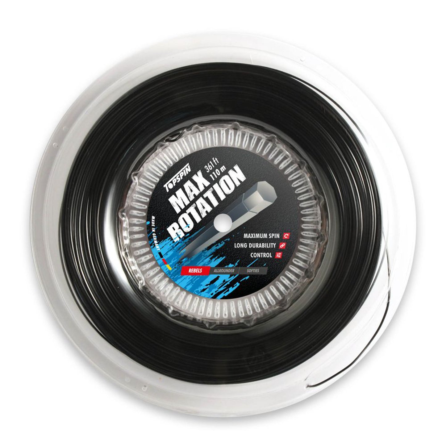 Topspin Max Rotation Strenge, rulle 110m - sort Topspin Max Rotation Strenge, rulle 110m - sort