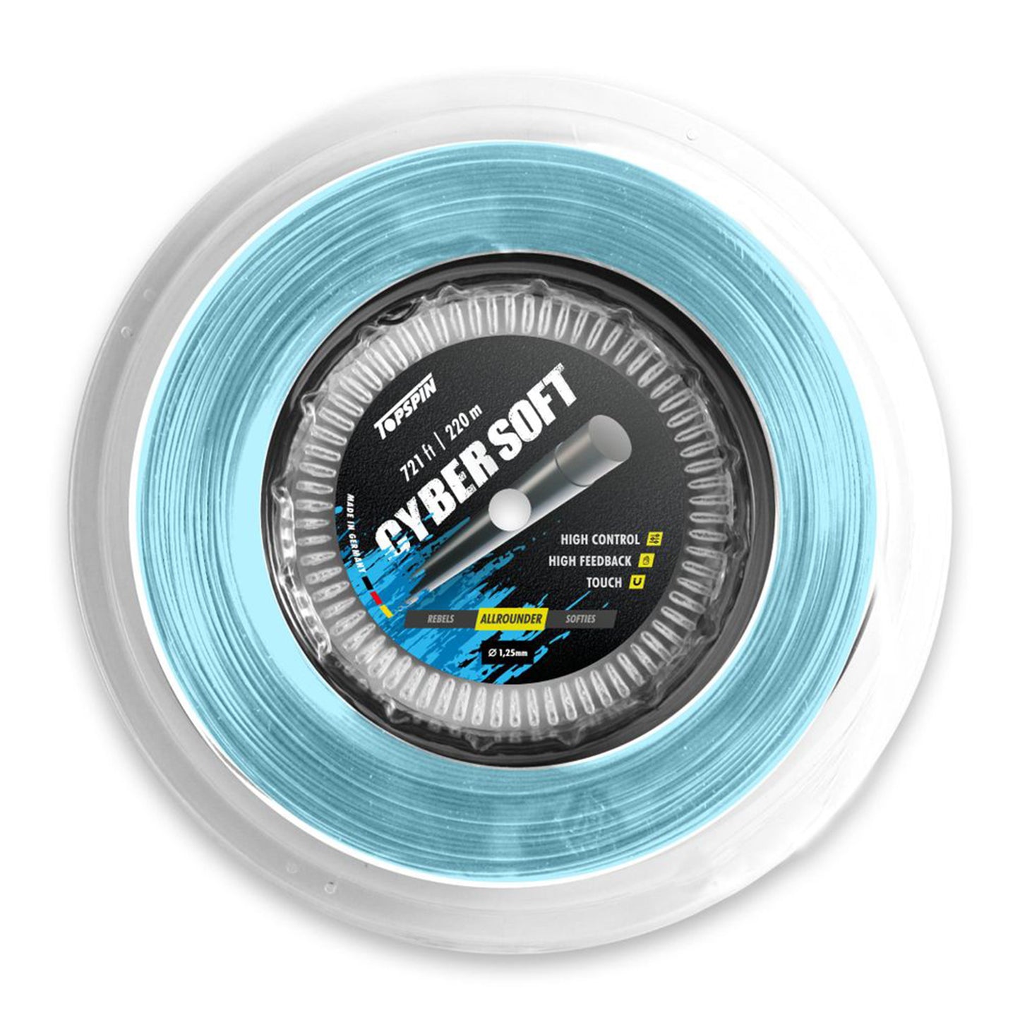 Topspin Cyber Soft Strenge,Rulle 220m-Lyseblå Topspin Cyber Soft Strenge,Rulle 220m-Lyseblå