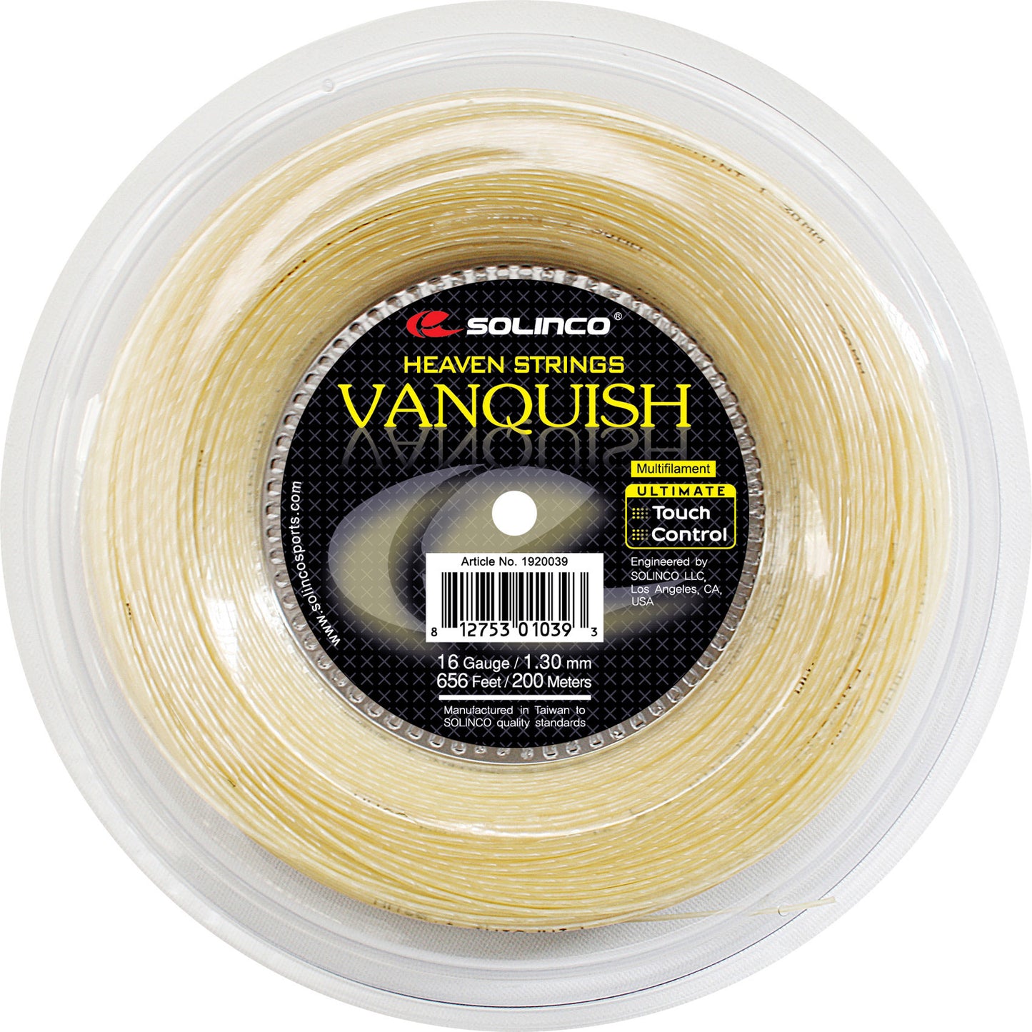 Solinco Vanquish Strenge,Rulle 200m-Naturfarvet Solinco Vanquish Strenge,Rulle 200m-Naturfarvet
