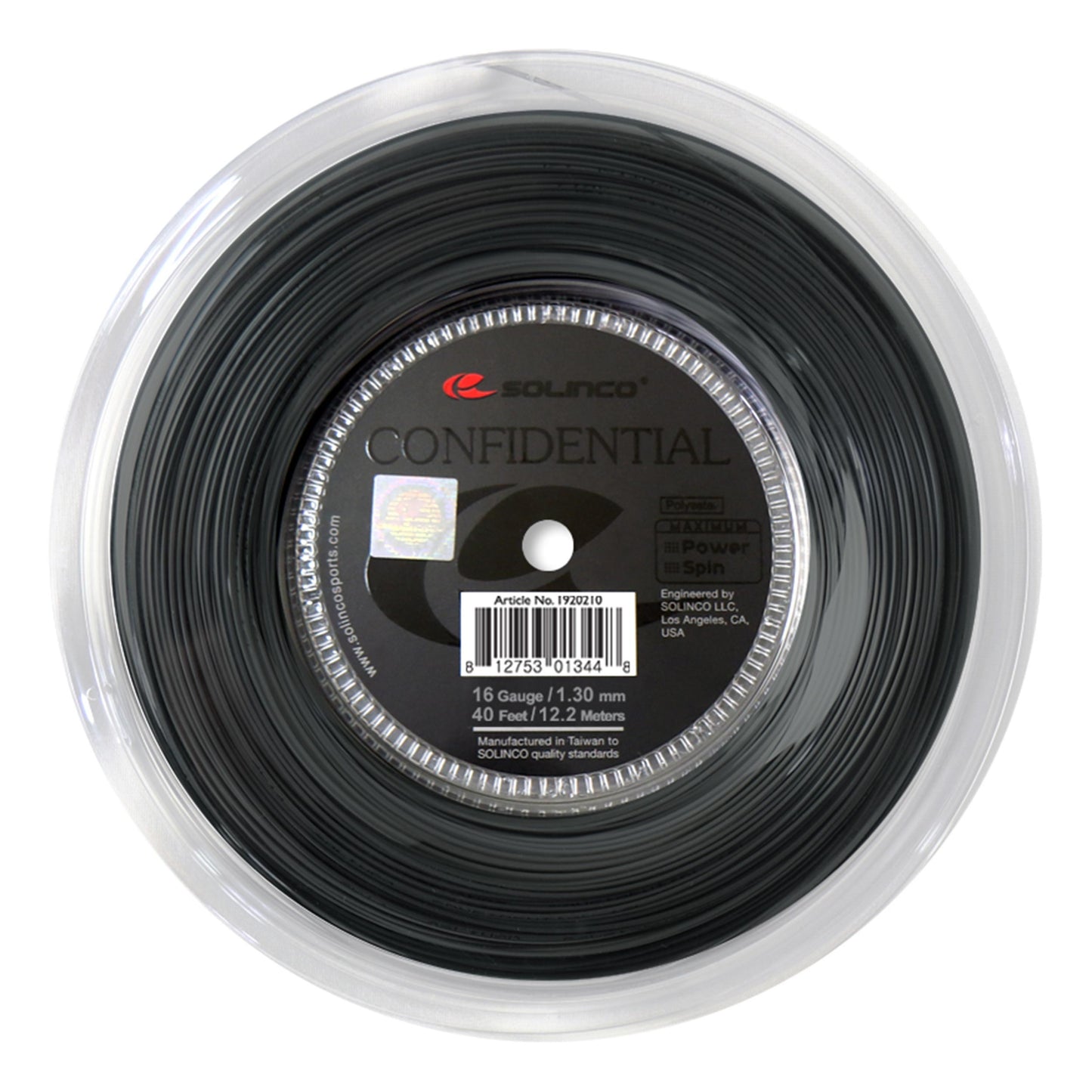 Solinco Confidential Strenge,Rulle 200m-Sort Solinco Confidential Strenge,Rulle 200m-Sort