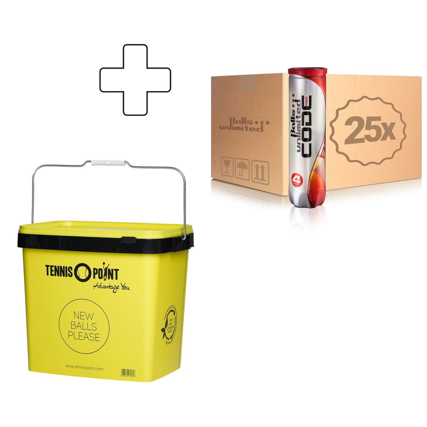Balls Unlimited 25x dåse med 4 Code Red Plus boldspand Balls Unlimited 25x dåse med 4 Code Red Plus boldspand