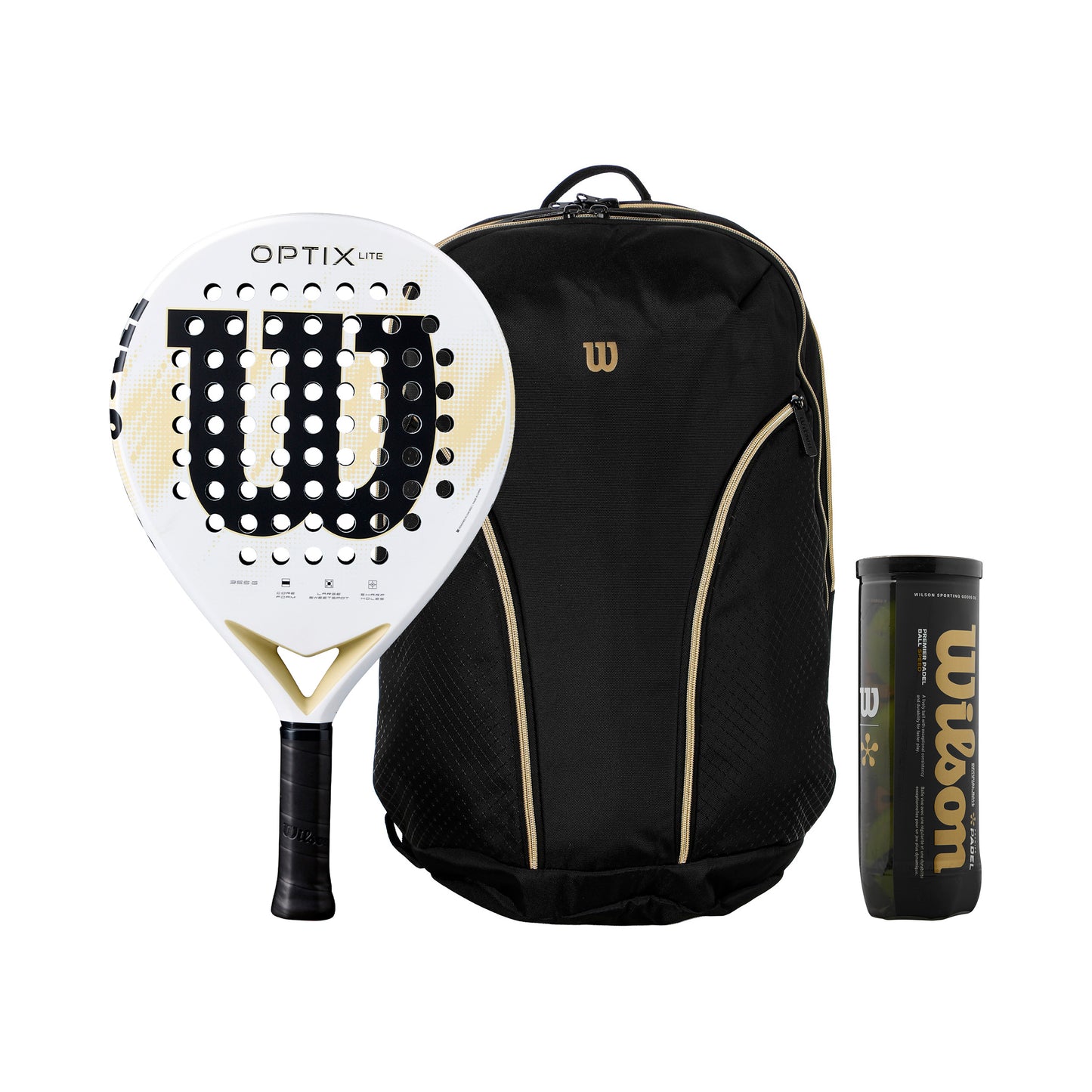 Wilson Pakke med 3 Optix V2 Lite Plus bolddåse, Plus ketsjertaske Wilson Pakke med 3 Optix V2 Lite Plus bolddåse, Plus ketsjertaske