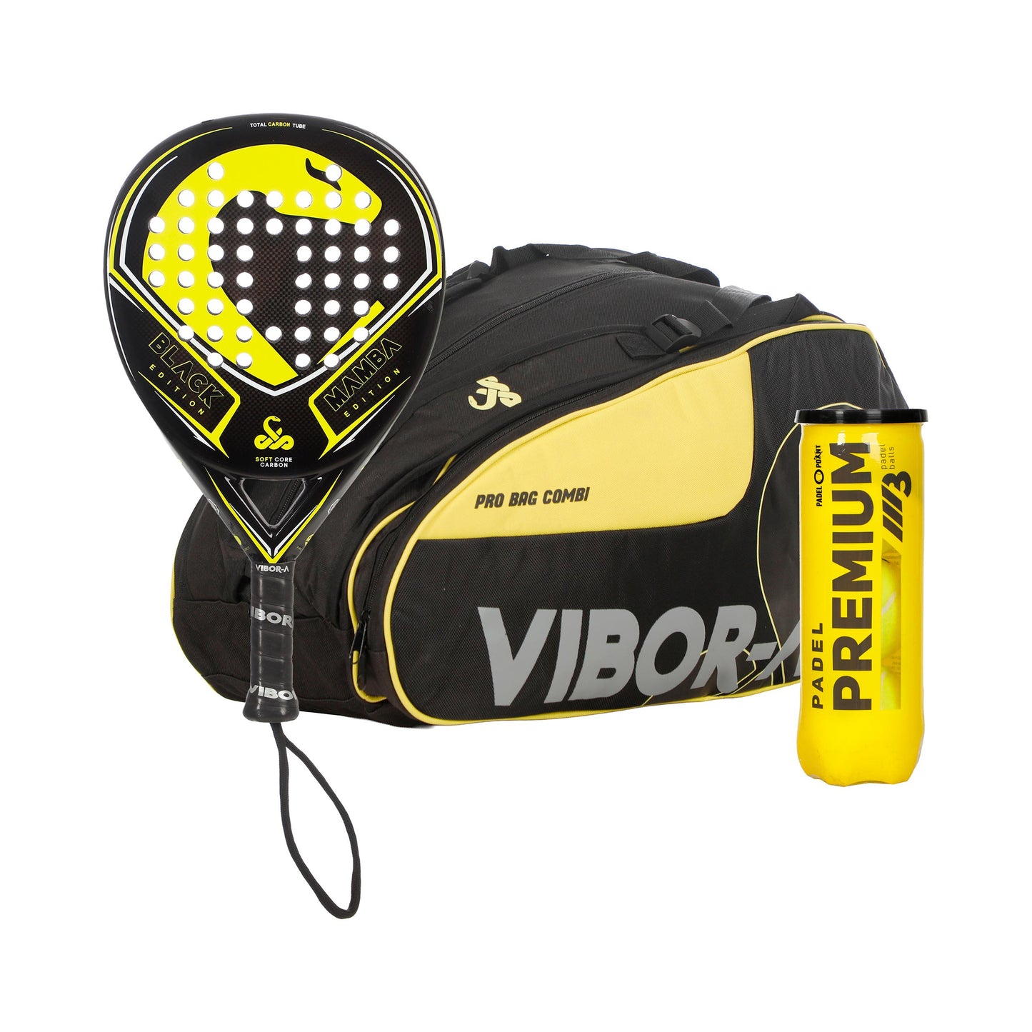 Vibora Pakke med 3 Black Mamba Classic Edition Plus ketsjertaske, Plus bolddåse Vibora Pakke med 3 Black Mamba Classic Edition Plus ketsjertaske, Plus bolddåse