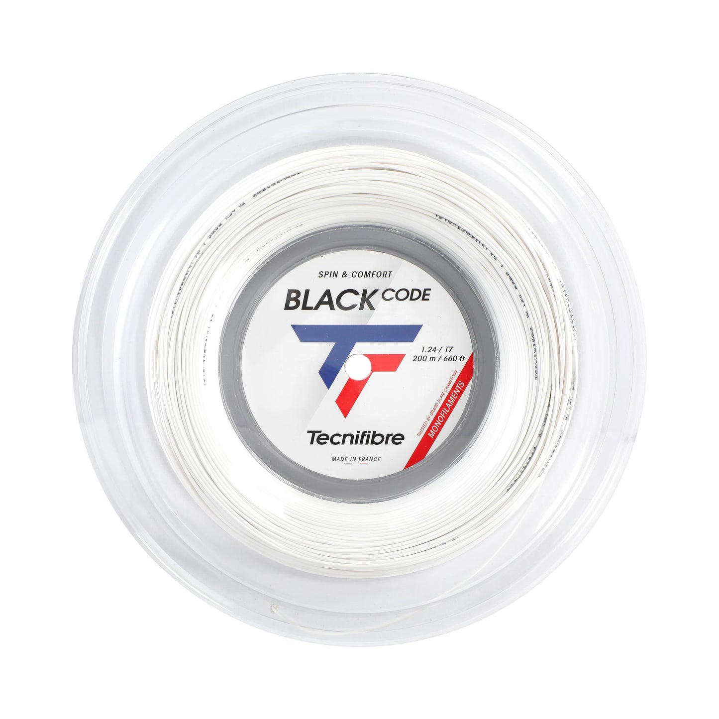 Tecnifibre Black Code Spezial Strenge, rulle 200m - hvid Tecnifibre Black Code Spezial Strenge, rulle 200m - hvid