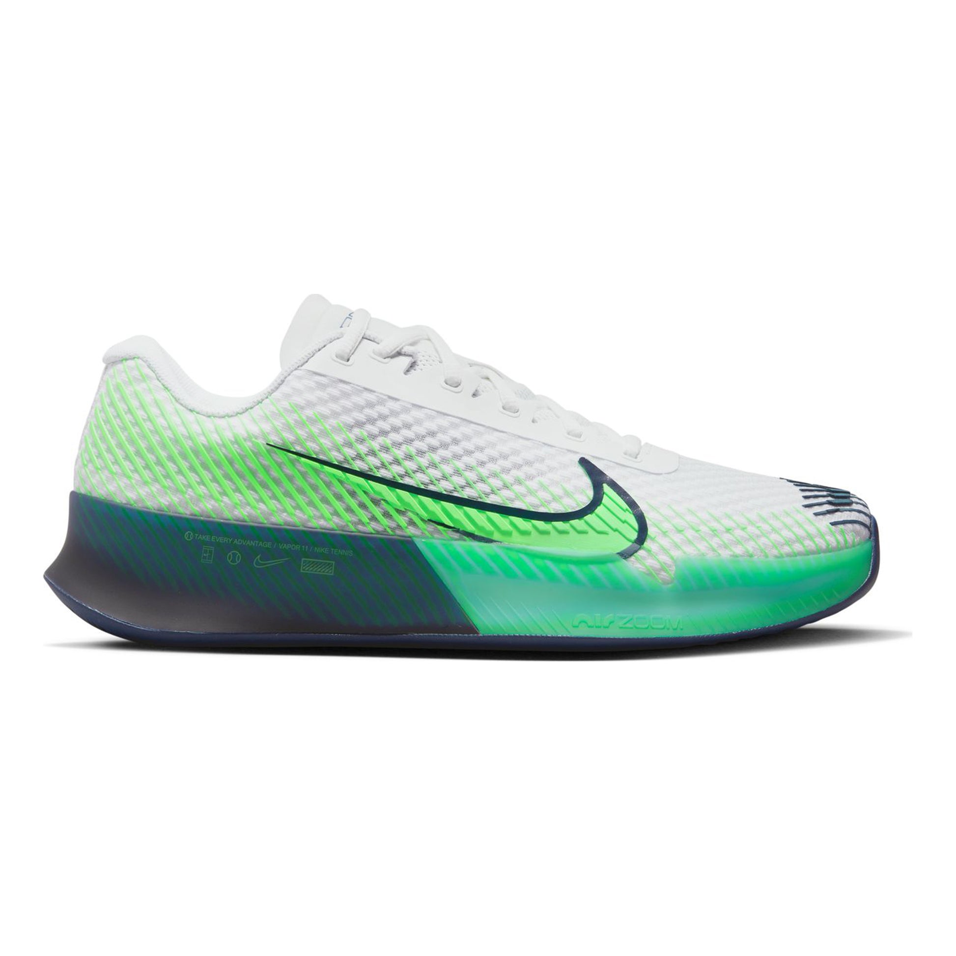 Nike Air Zoom Vapor 11 Grusbanesko Herrer - hvid, neongrøn