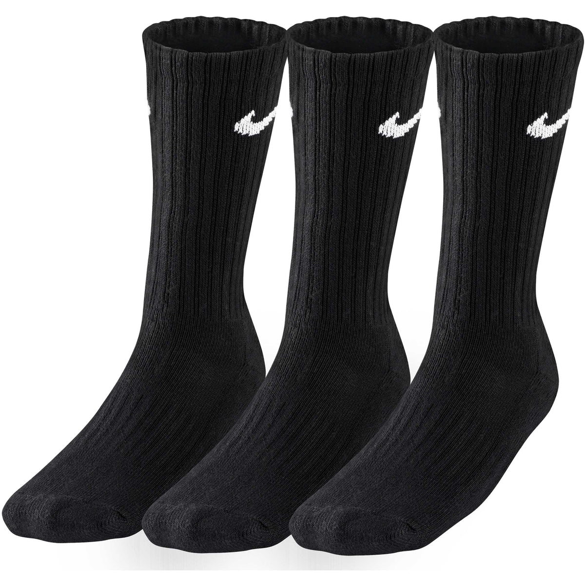Nike Value Cotton Crew Tennissokker Pakke med 3 Unisex - sort, hvid