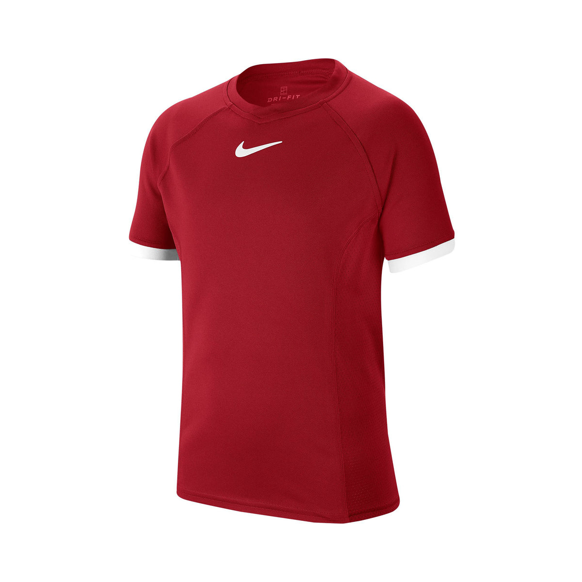 Nike Court Dri-Fit T-shirt Drenge - mørkerød, hvid