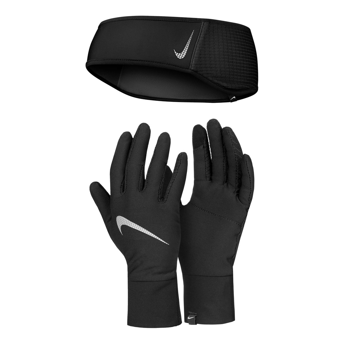 Nike Essential Running Set Stirnband + Løbehandsker Damer-sort,sølv