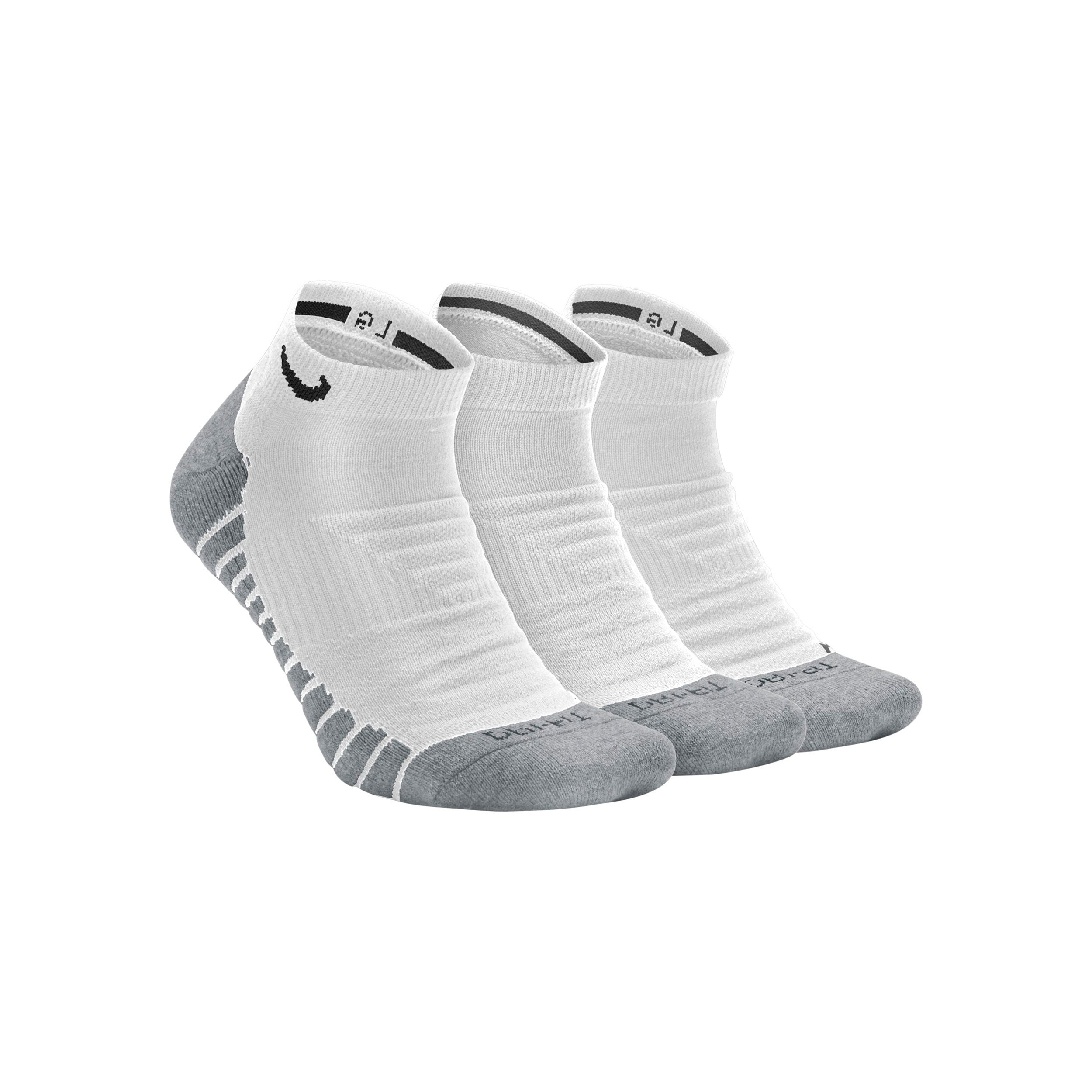Nike Everyday Max Cushion No-Show Tennissokker Pakke med 3 Unisex - hvid, grå