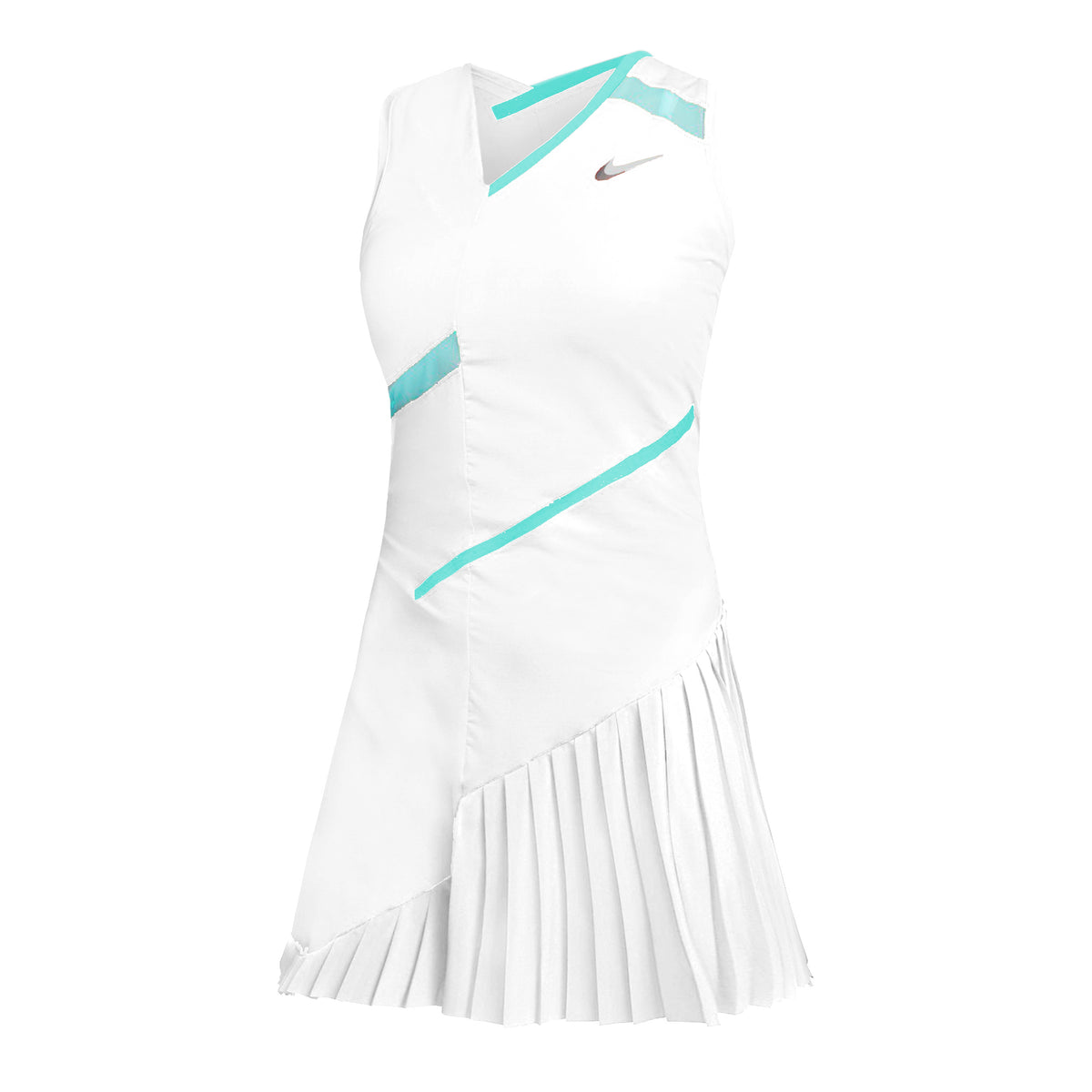 Nike Court Dri-Fit Kjole Damer - hvid, turkis