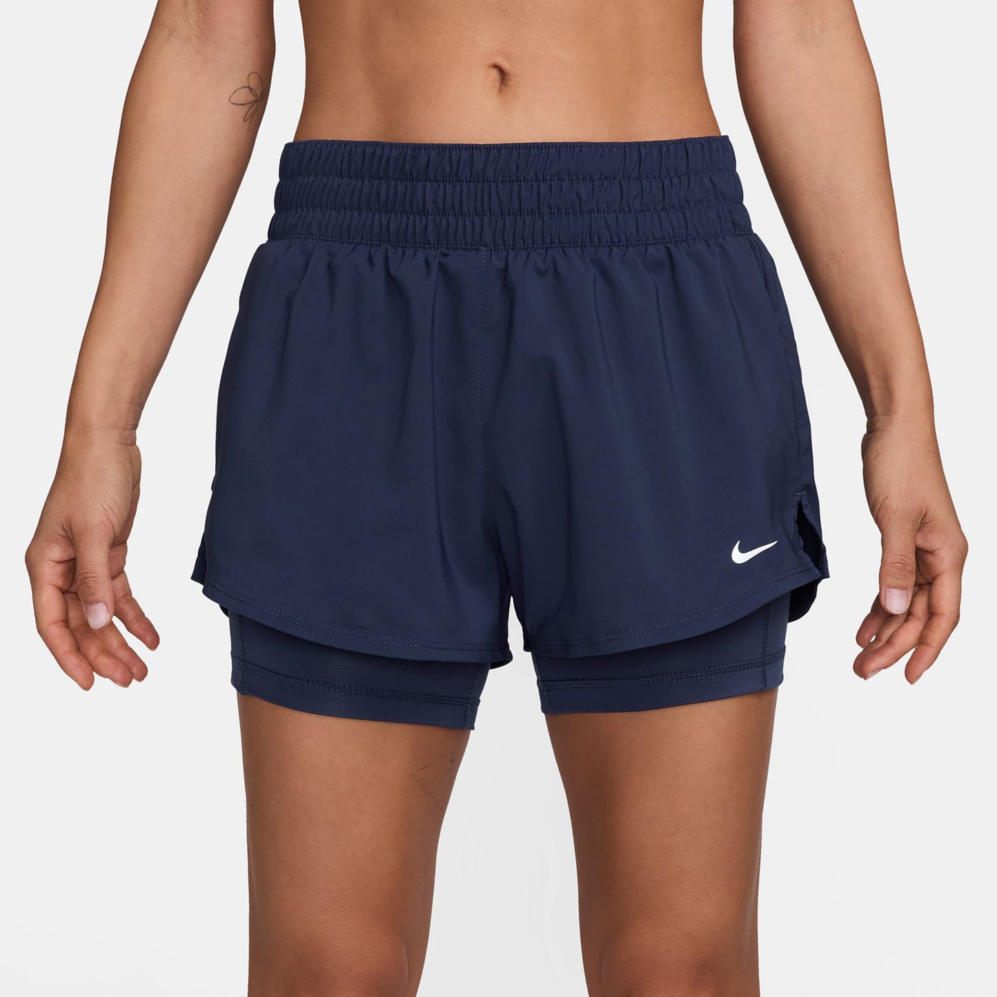 Nike One Dri-Fit Mid Rise 3In 2N1 Shorts Damer-Mørkeblå