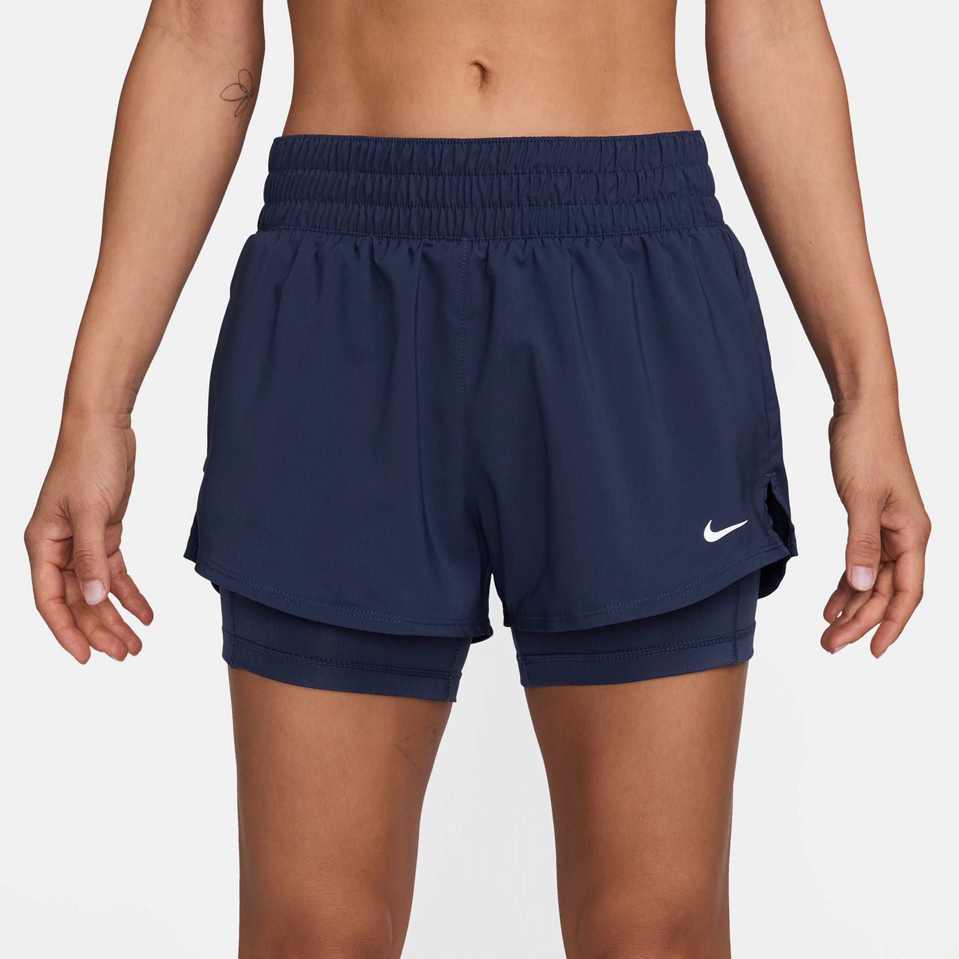 Nike One Dri-Fit Mid Rise 3In 2N1 Shorts Damer-Mørkeblå