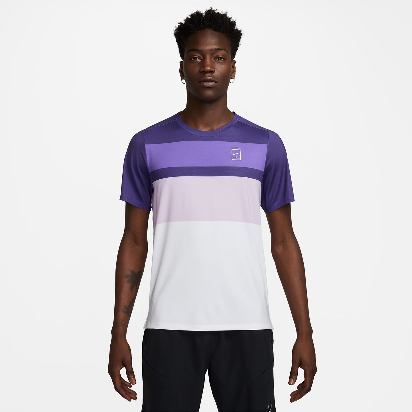 Nike Court Dri-Fit Advantage Print T-shirt Herrer-Hvid,Lilla