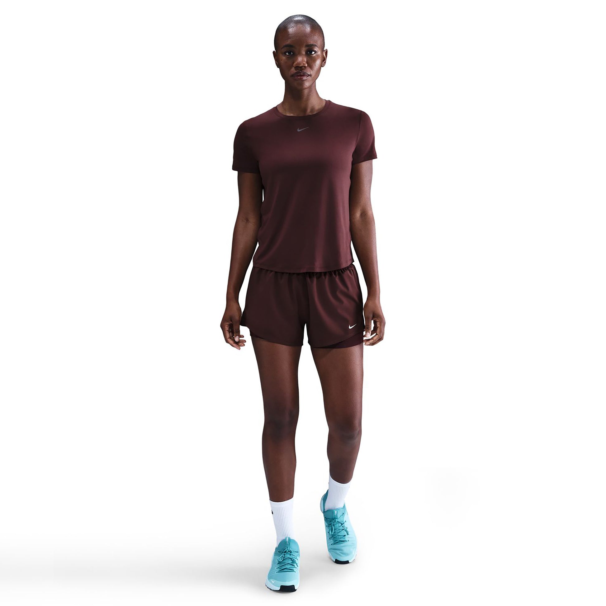Nike Dri-Fit One Mid Rise 2in1 3in Shorts Damer - mørkerød, sølv