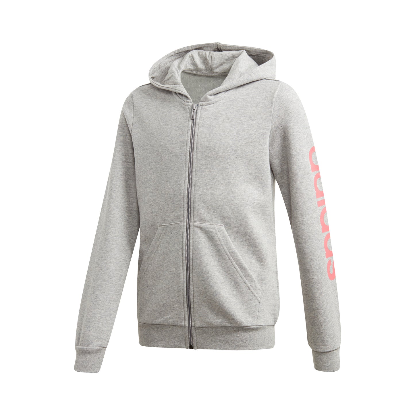 adidas Linear Sweatjakke Pige - lysegrå, koral