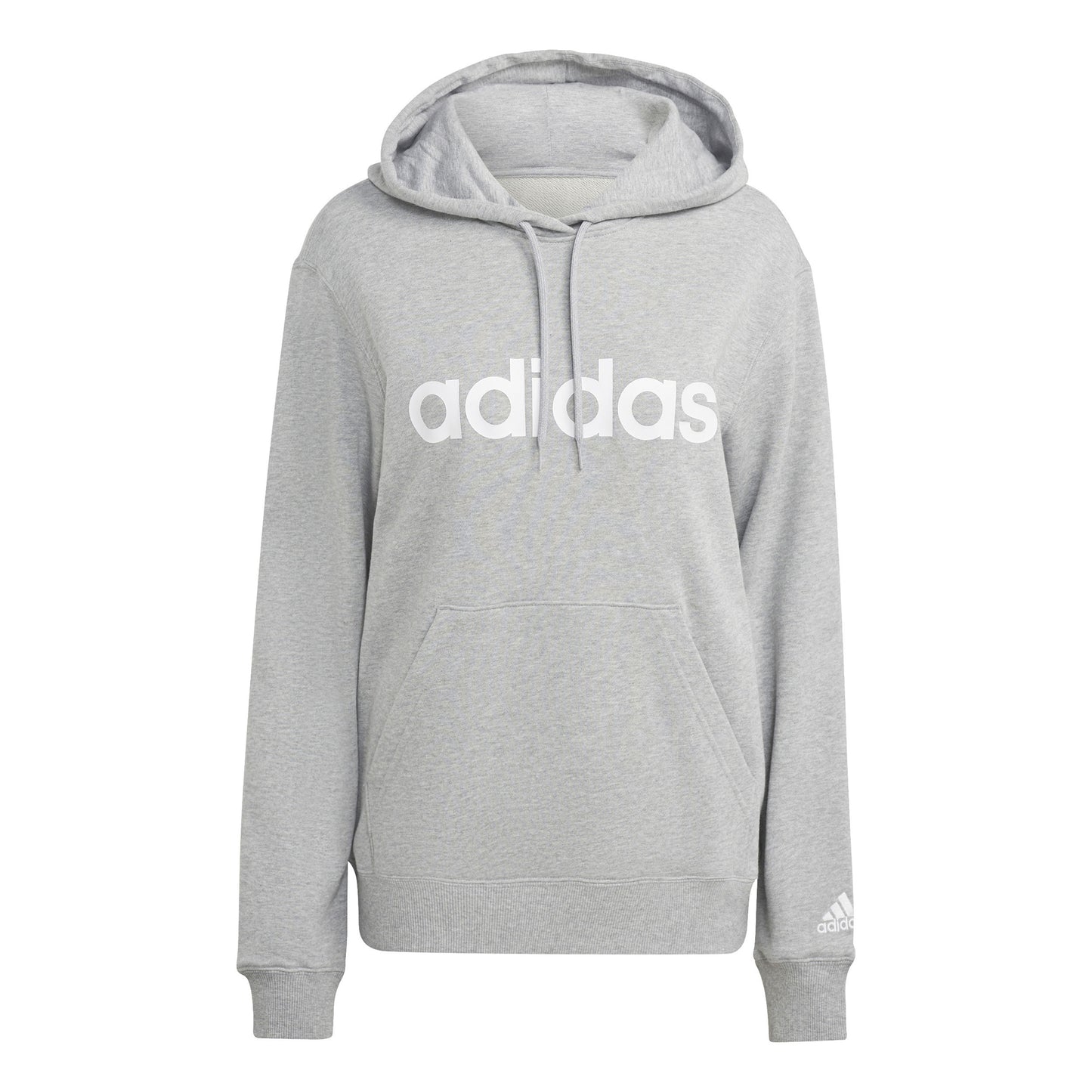 adidas Linear French Terry Hættetrøje Damer - lysegrå, hvid