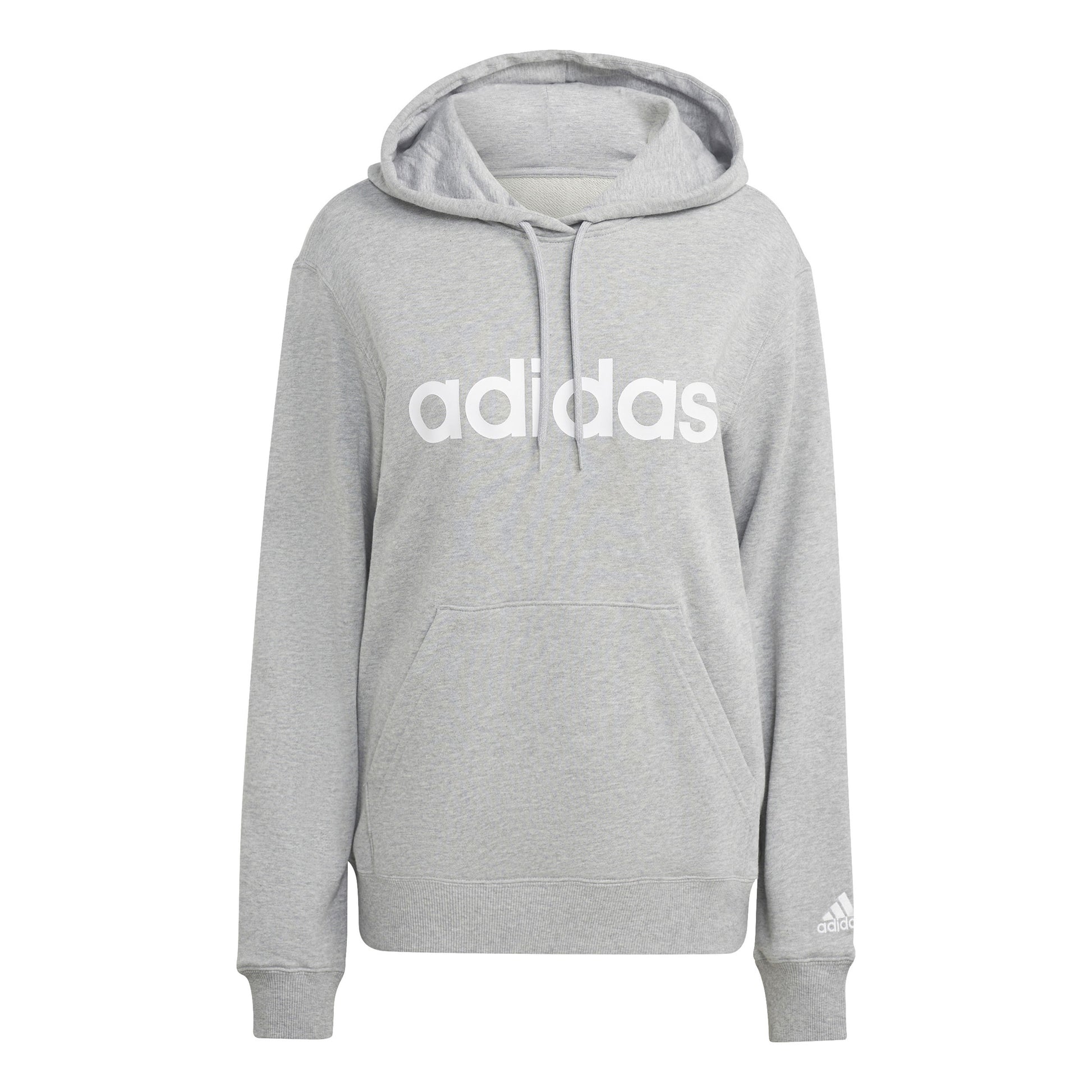 adidas Linear French Terry Hættetrøje Damer - lysegrå, hvid