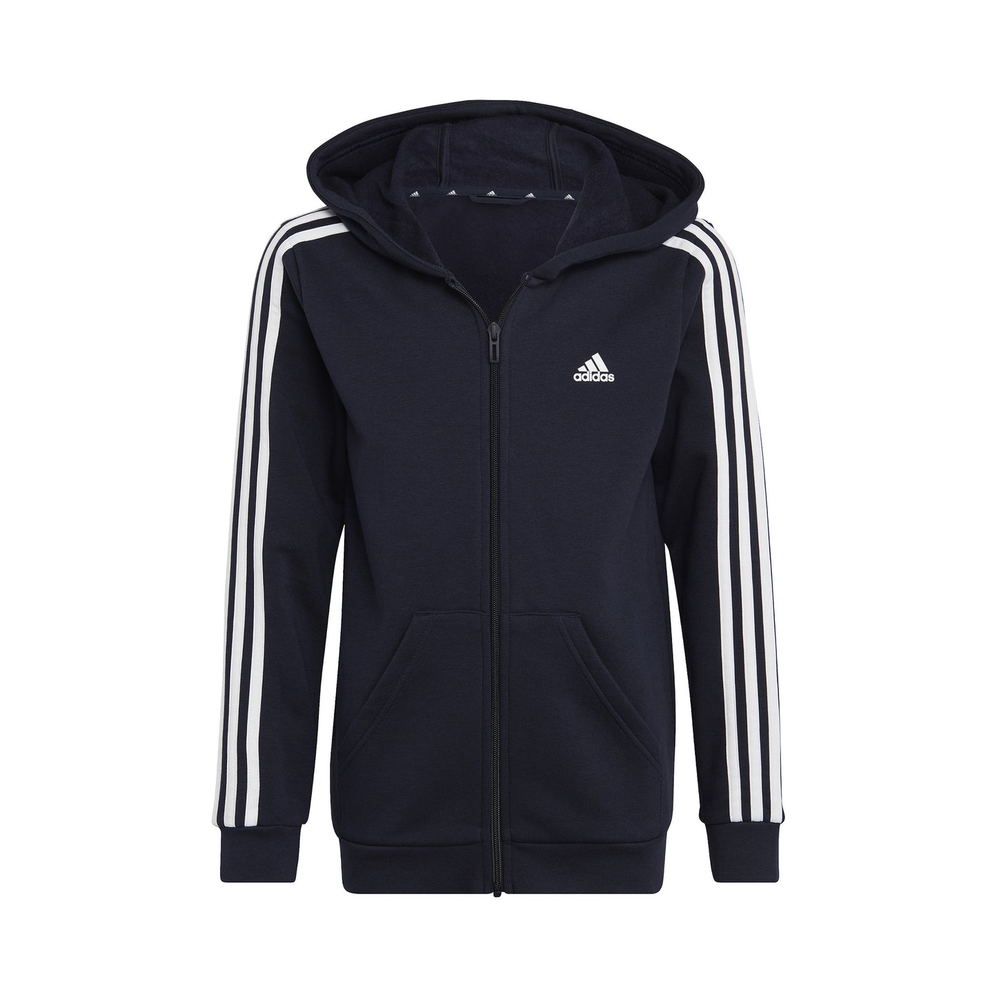 adidas 3Stripes Full-Zip Sweatjakke Drenge - mørkeblå, hvid
