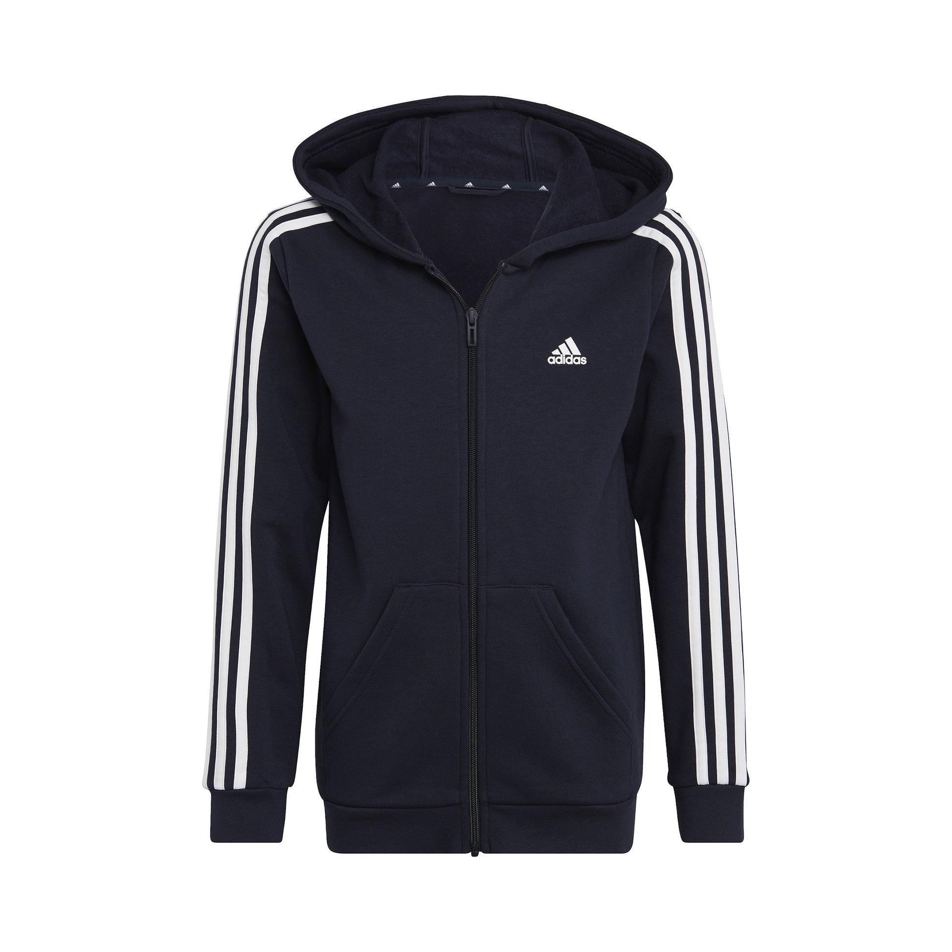 adidas 3Stripes Full-Zip Sweatjakke Drenge - mørkeblå, hvid