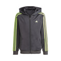 Training ES 3 Stripes Full-Zip Sweatjakke Børn - mørkegrå, neongrøn