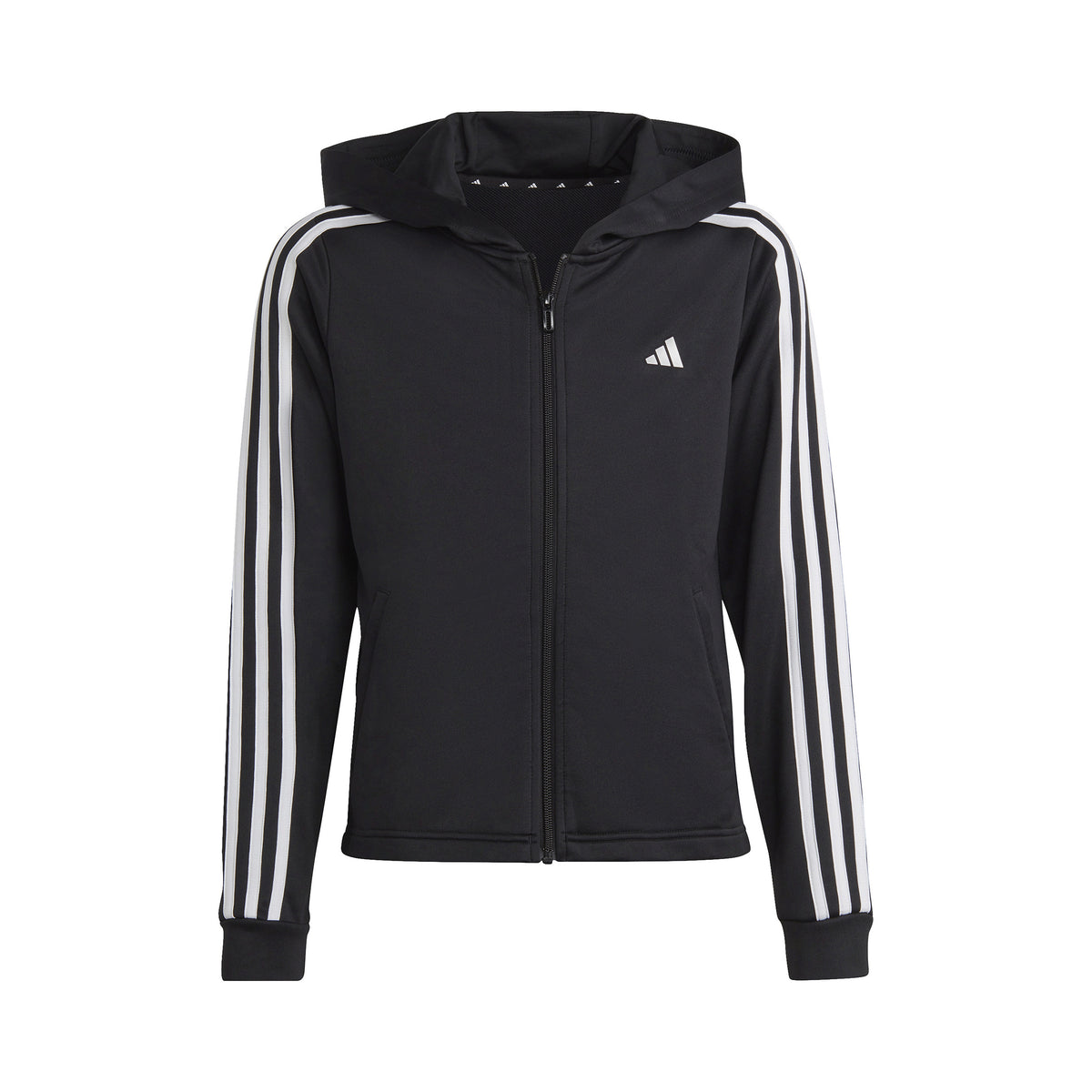 adidas Training ES 3 Stripes Full-Zip Sweatjakke Pige - sort, hvid