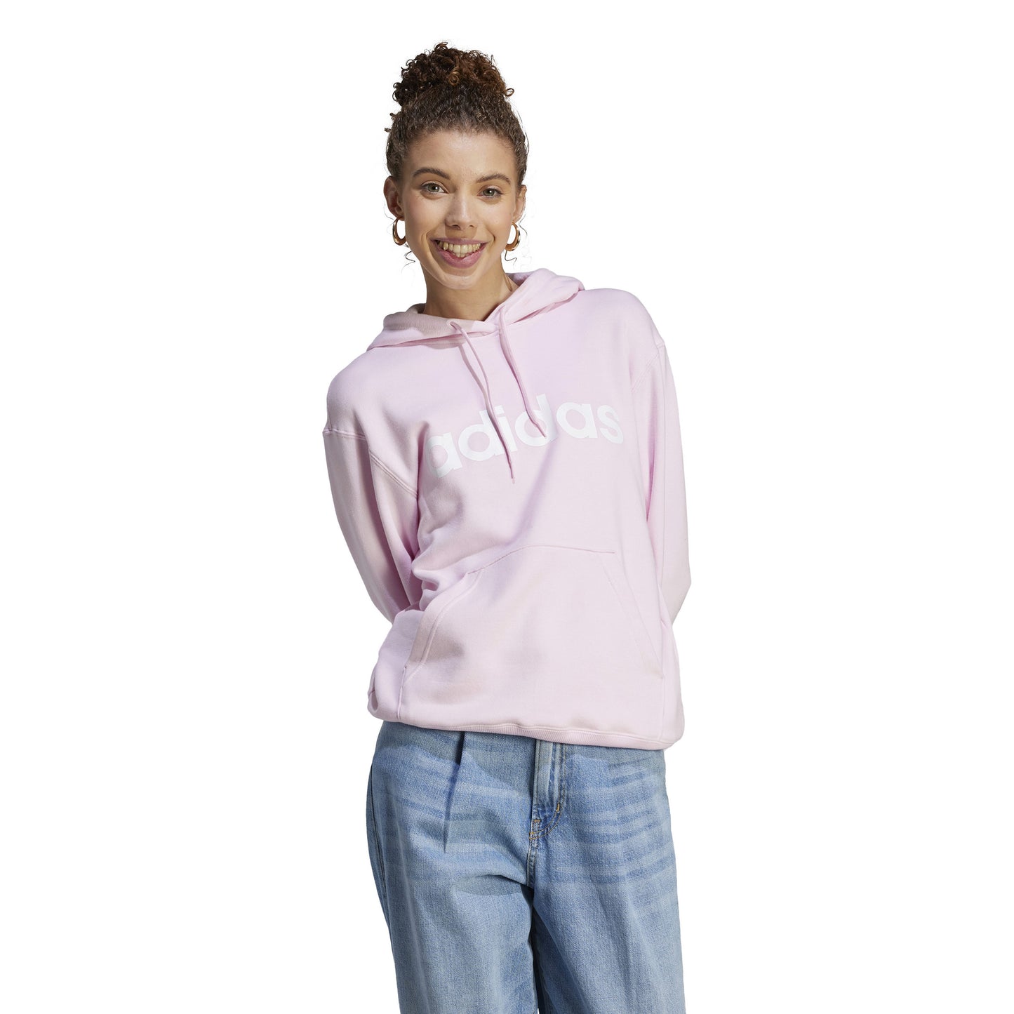 adidas Linear French Terry Hættetrøje Damer - rosa, hvid