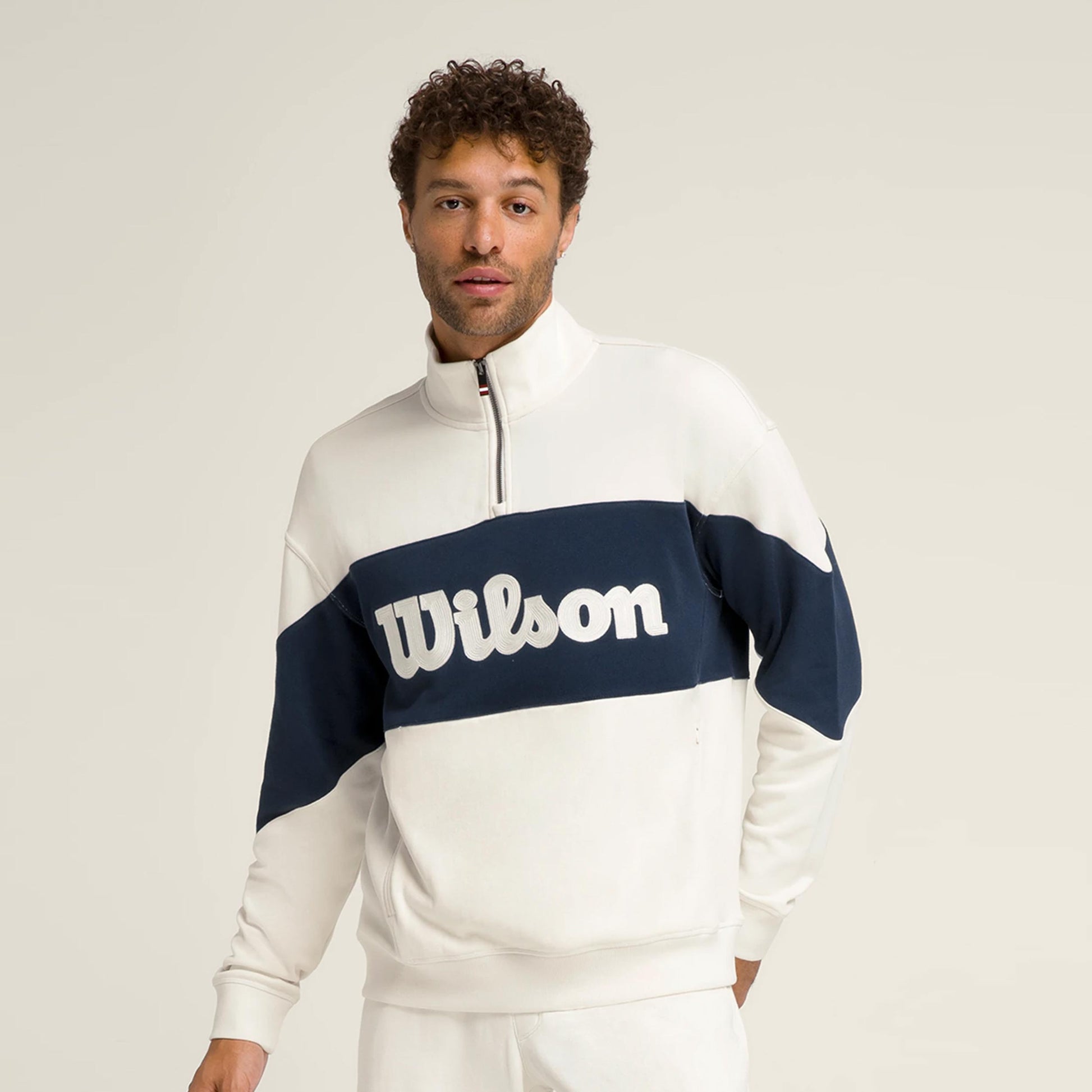 Wilson Parkside Half-Zip Sweatshirt Herrer-Creme,Mørkeblå