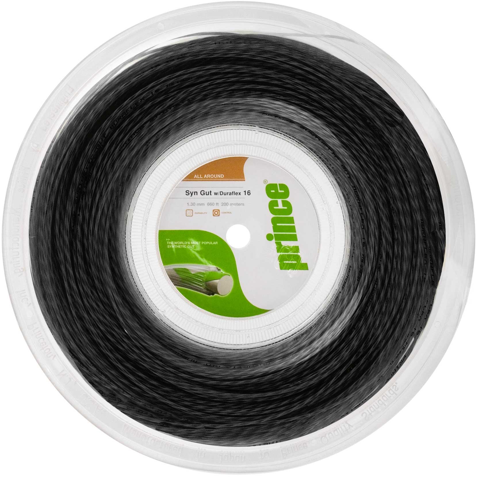Prince Synthetic Gut Duraflex  Strenge, rulle 200m - sort