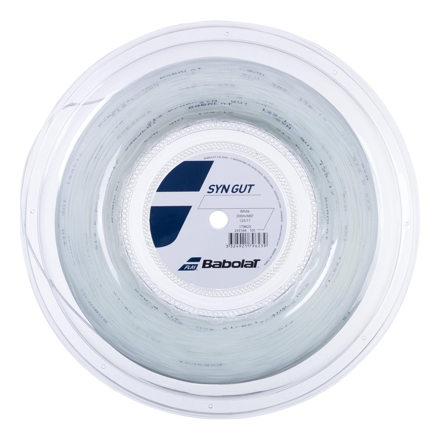 Babolat Synthetic Gut Strenge,Rulle 200m-Hvid