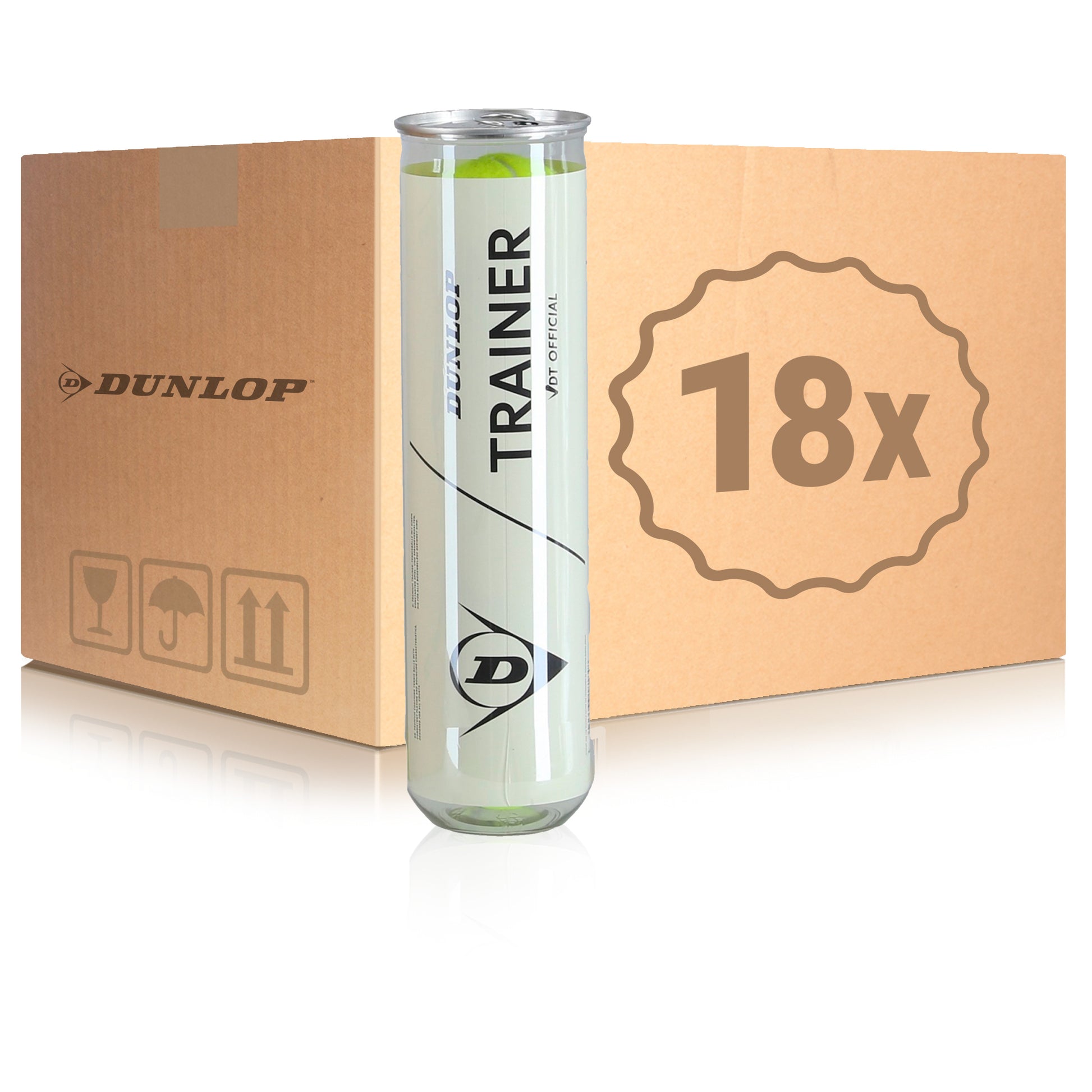 Dunlop 18x dåse med 4 Dunlop Trainer VDT