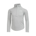 Tech Graphic Half-Zip Shirt, langærmet Pige - lysegrå, sølv