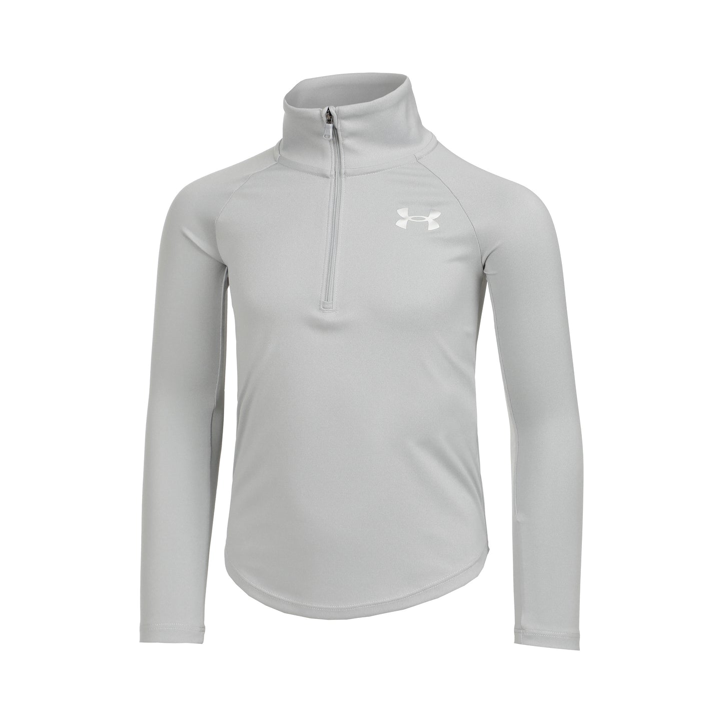 Under Armour Tech Graphic Half-Zip Shirt, langærmet Pige - lysegrå, sølv