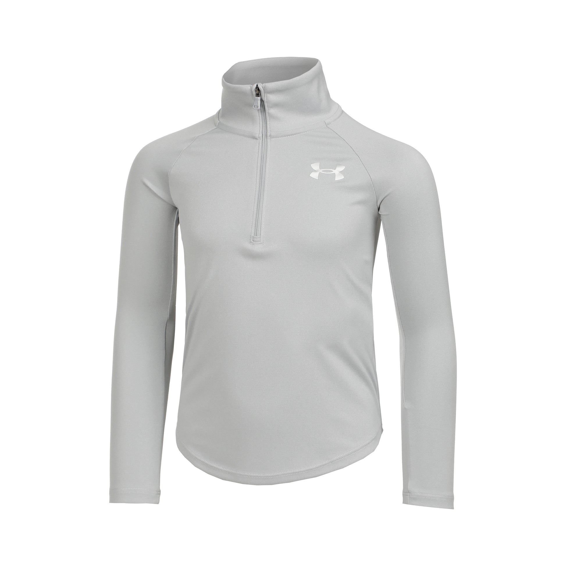 Under Armour Tech Graphic Half-Zip Shirt, langærmet Pige - lysegrå, sølv