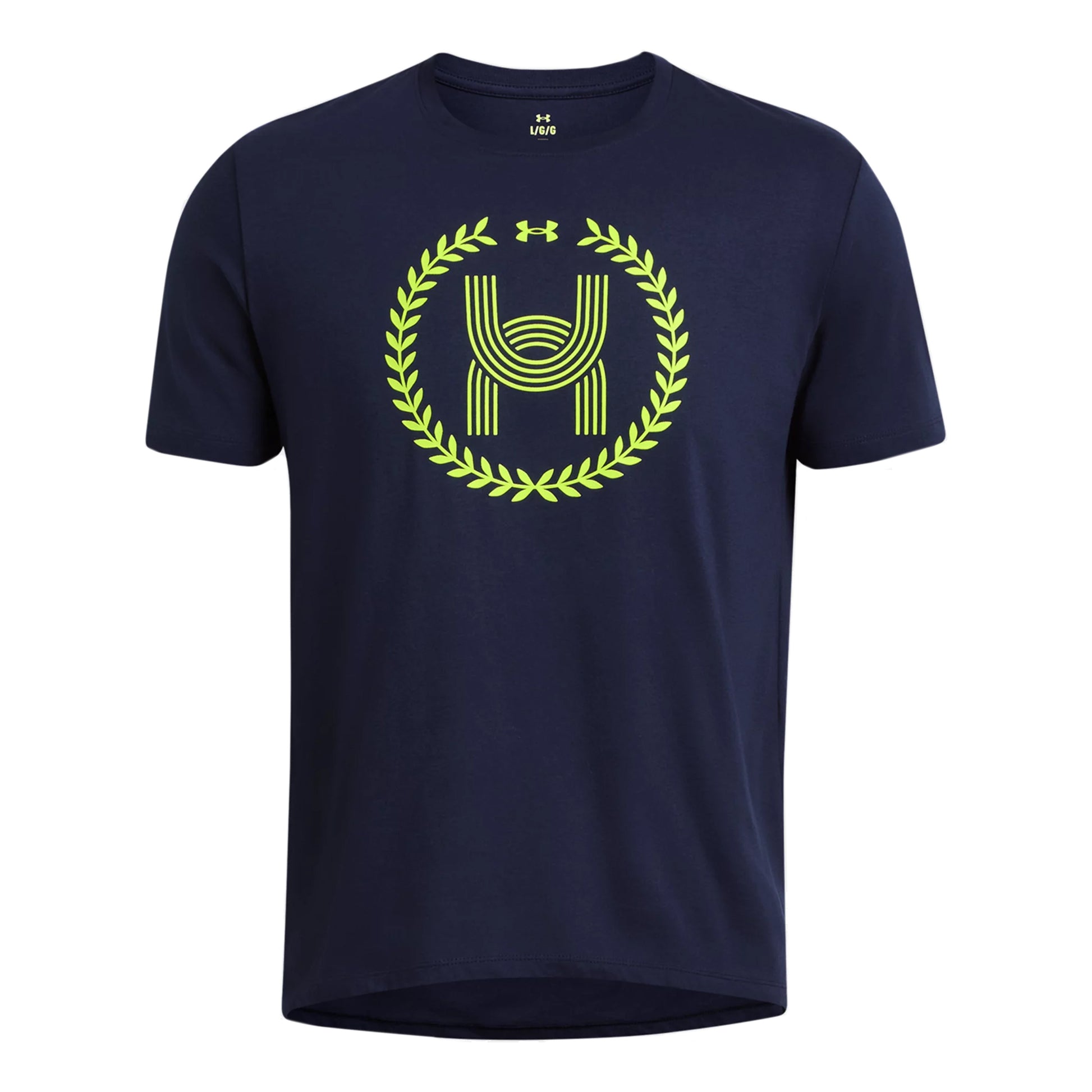 Under Armour Run Everywhere Wreath SS Løbetrøje Herrer-Mørkeblå,Neongul