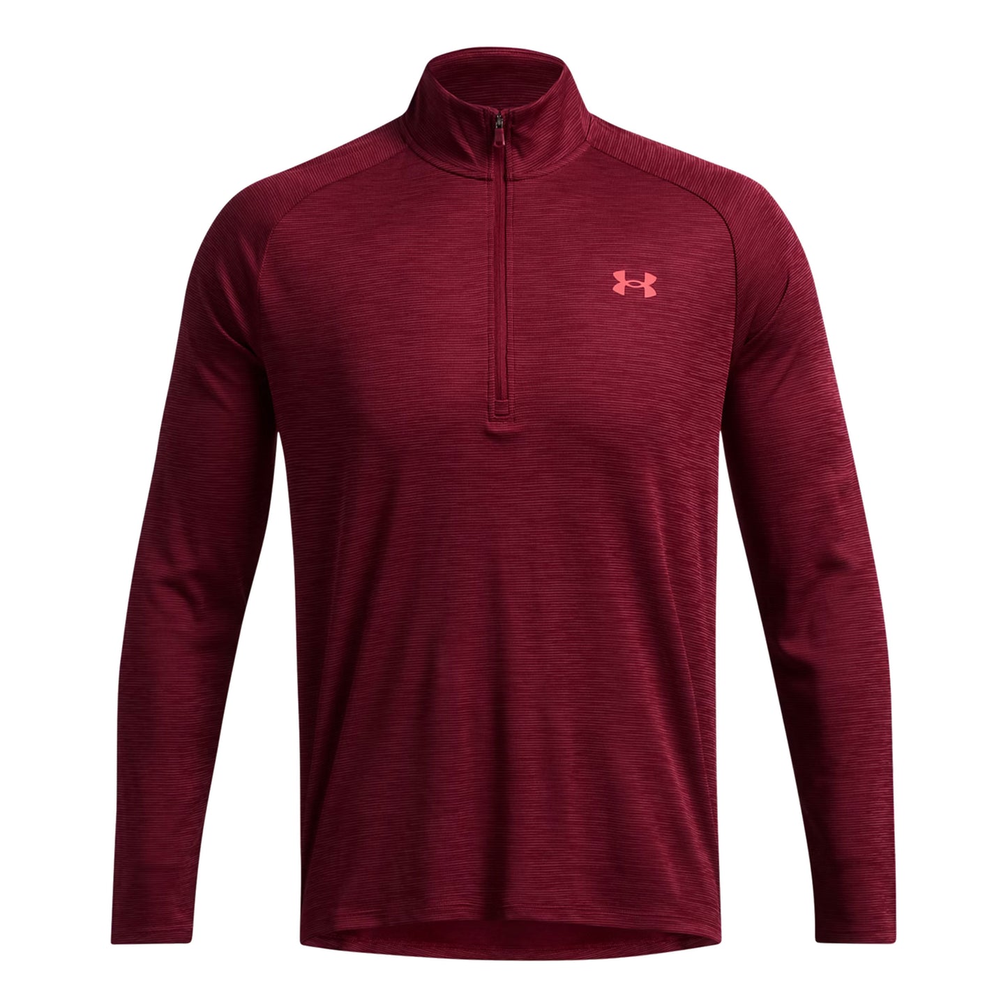 Under Armour Tech Textured Half-Zip Shirt, langærmet Herrer - vinrød,