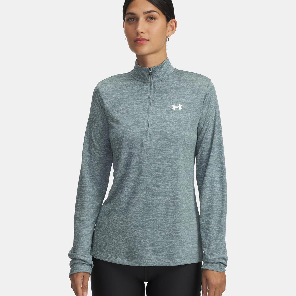Under Armour Tech 1/2 Zip-Twist Shirt, langærmet Damer-hvid