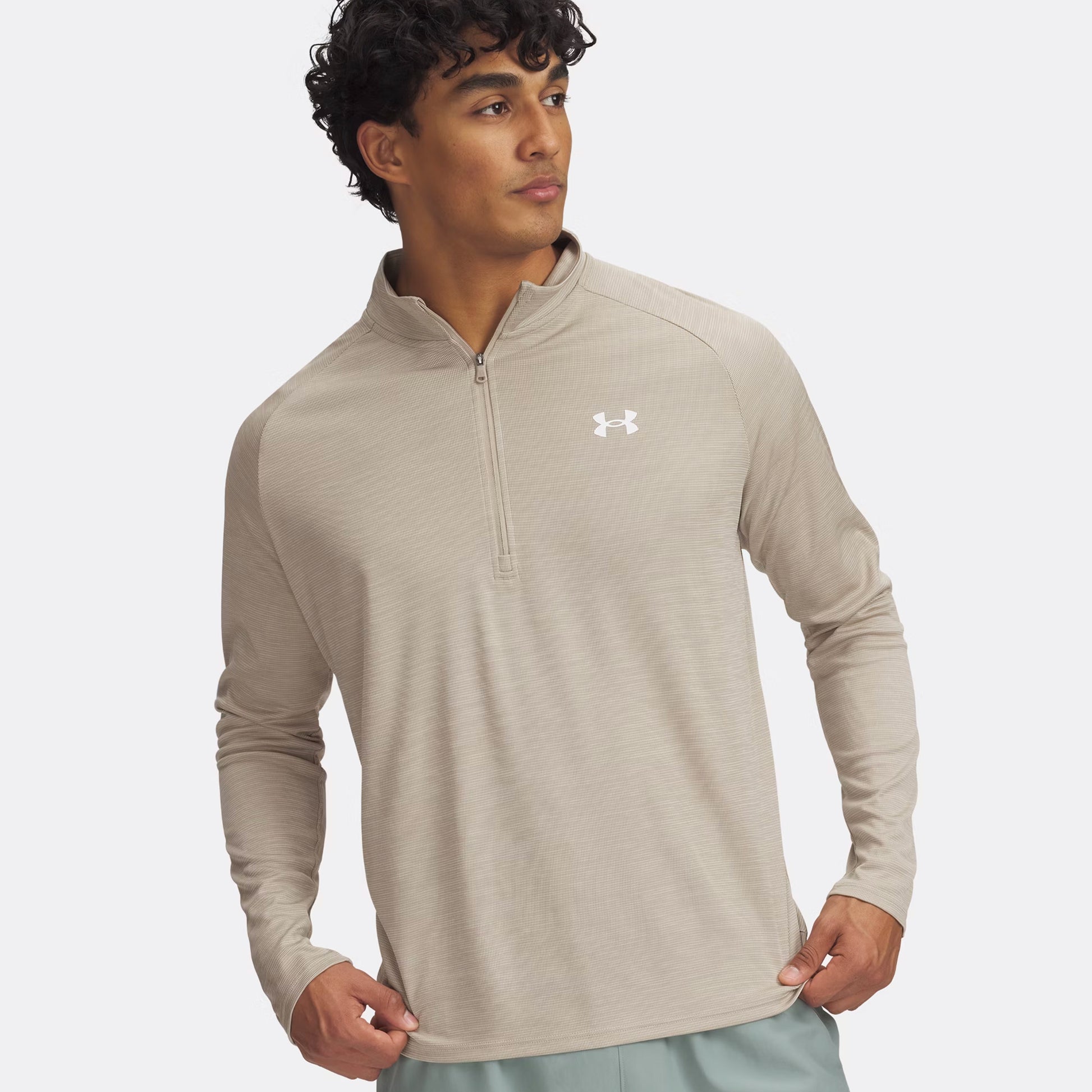 Under Armour Tech Textured Half-Zip Shirt, langærmet Herrer - brun,