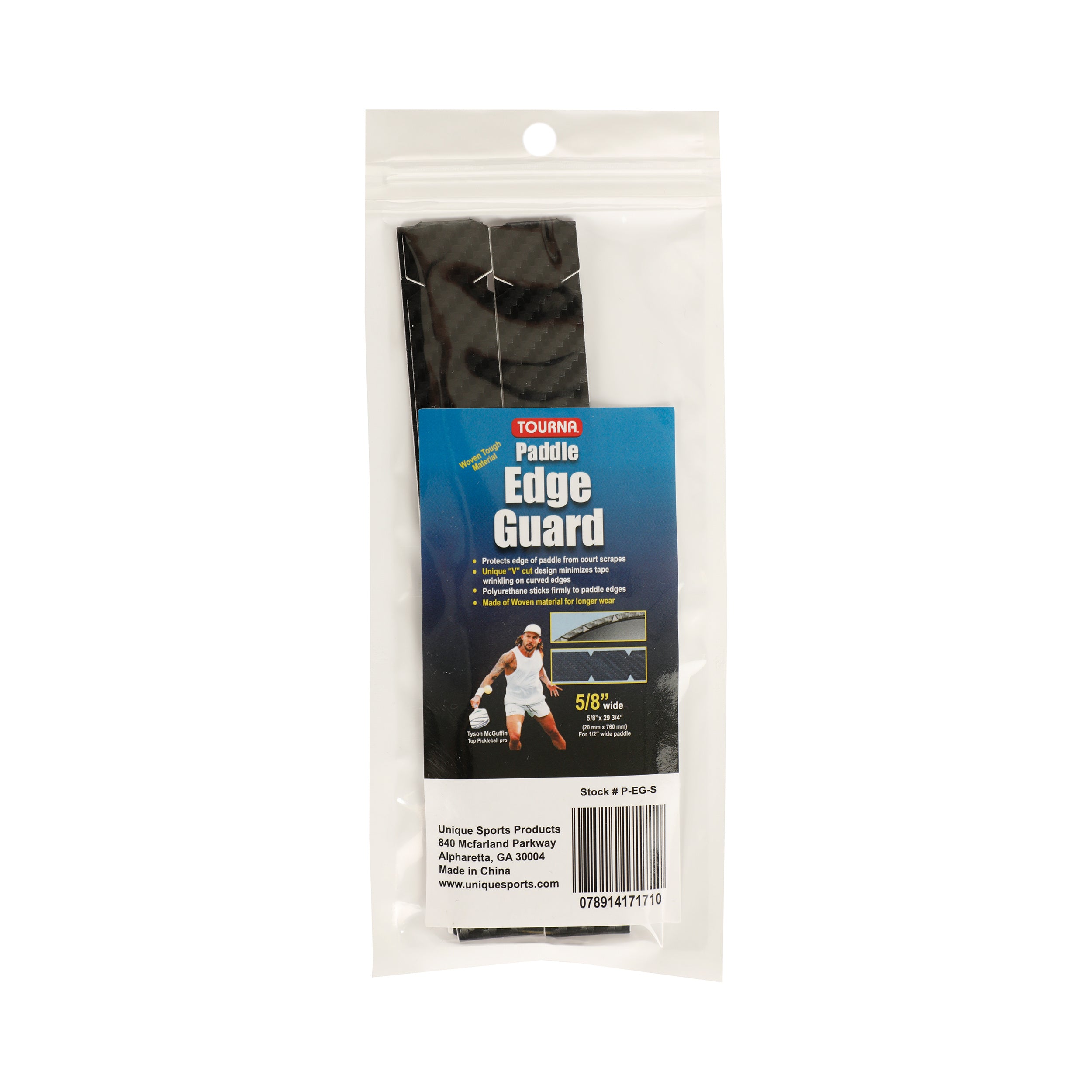 Tourna Padel Edge Guard Wooven 15mm Beskyttelsestape Til Pickleball-ramme-Sort